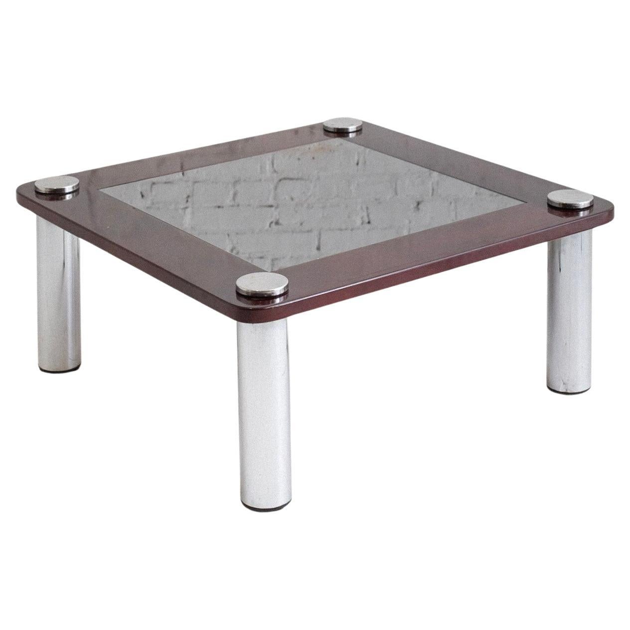 Mid Century Italian Lacquered Wood and Chrome Coffee Table