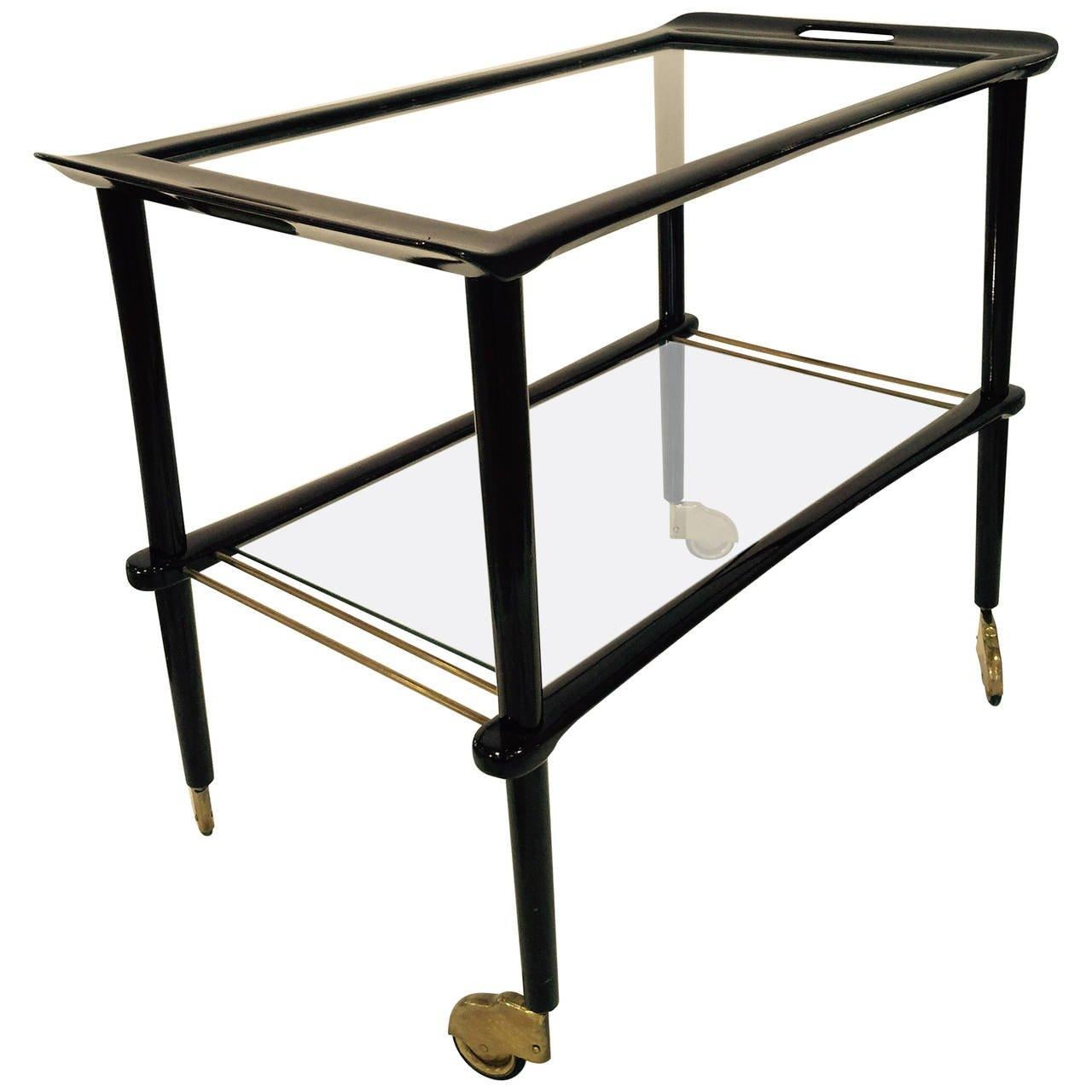 Mid-Century Modern Mid-Century Italian Lacquered Wood and Glass Bar Cart