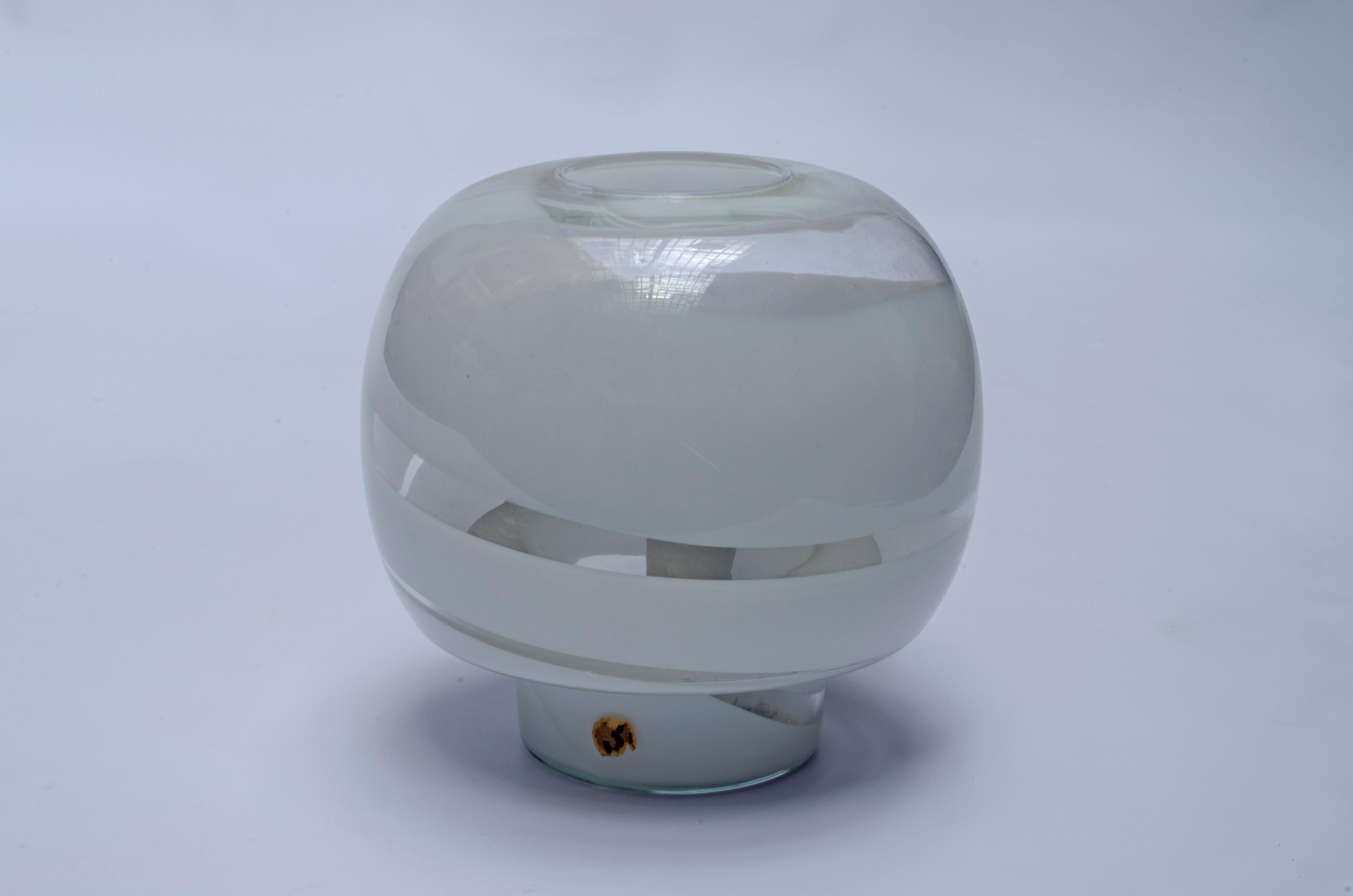 Italian table lamp, mid-century modern design, made of satin-finished glass.

Italy, circa 1950.