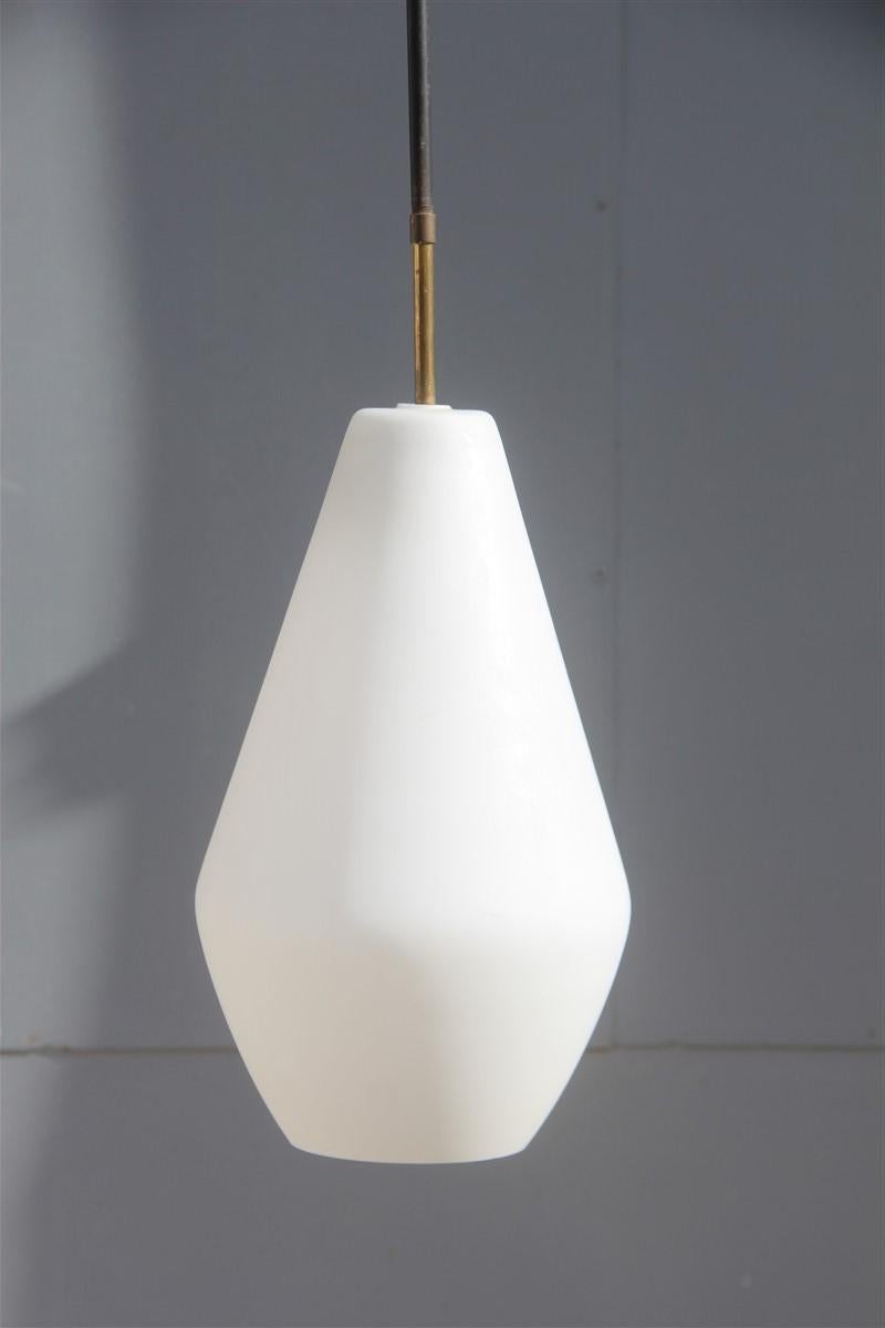 Mid-Century Modern Midcentury Italian Lantern Italian Design round White Glass Brass 1950 Stilnovo For Sale