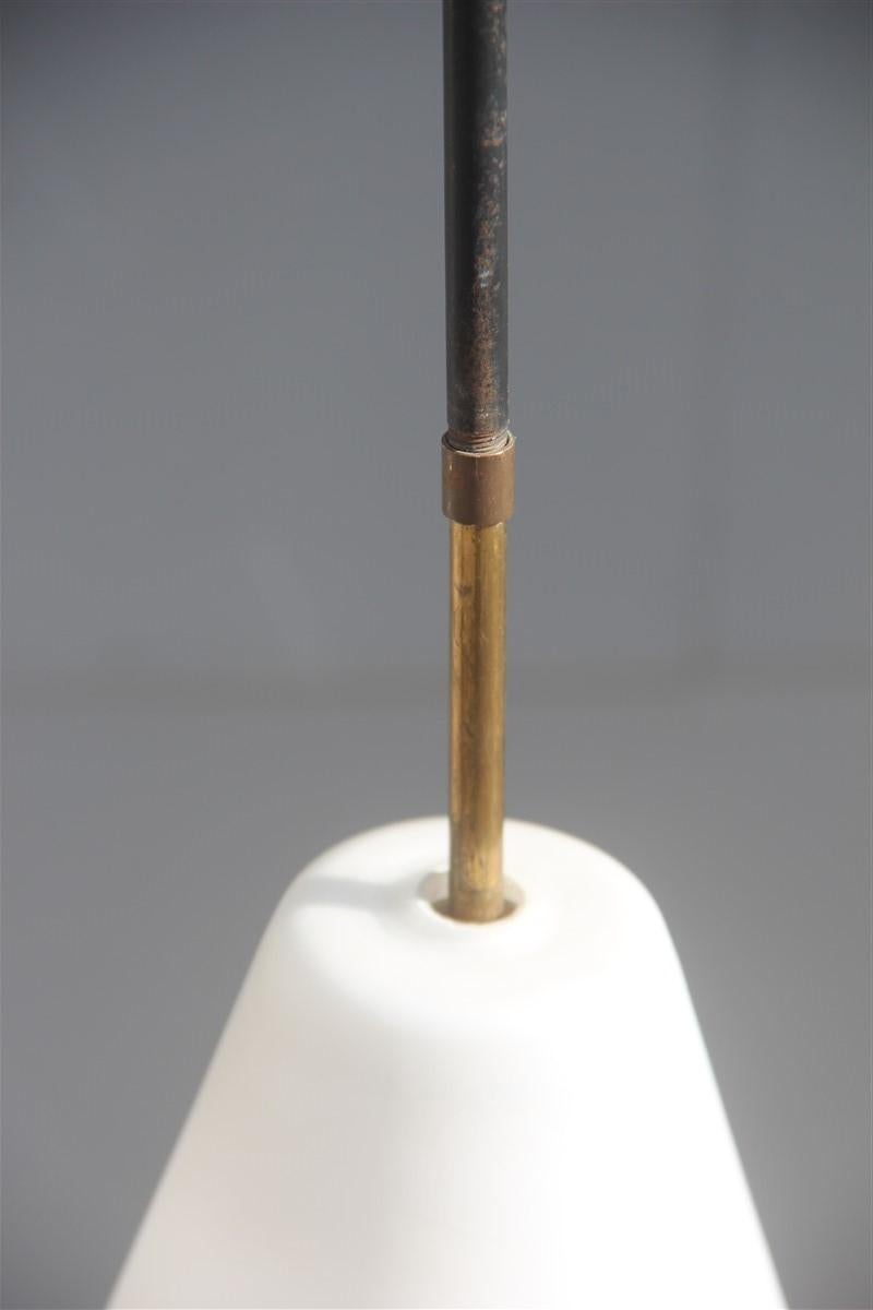 Midcentury Italian Lantern Italian Design round White Glass Brass 1950 Stilnovo For Sale 1