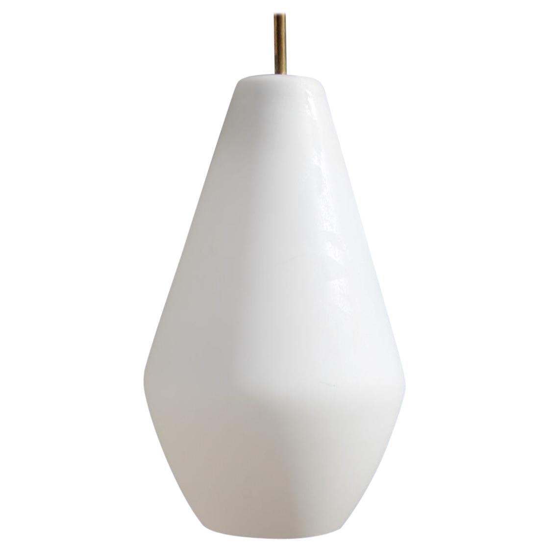 Midcentury Italian Lantern Italian Design round White Glass Brass 1950 Stilnovo For Sale