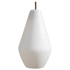 Lanterne italienne du milieu du siècle Design italien rond Verre blanc Laiton 1950 Stilnovo