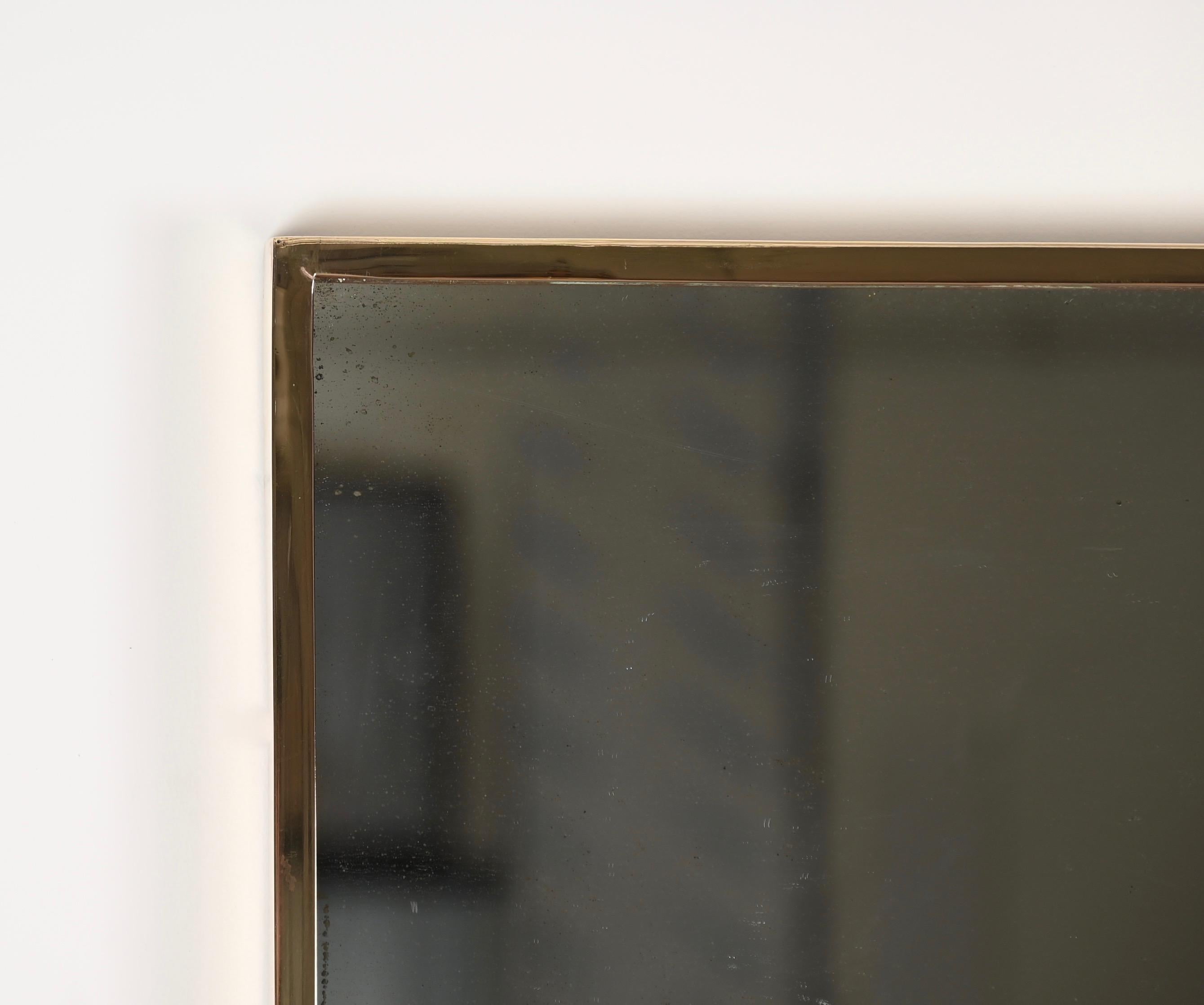 Mid-Century Italian Large Brass Redctangular Wall Mirror, Italy 1950s For Sale 6