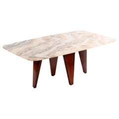 Midcentury Italian Large Onyx Top Coffee Table with Sylized Base