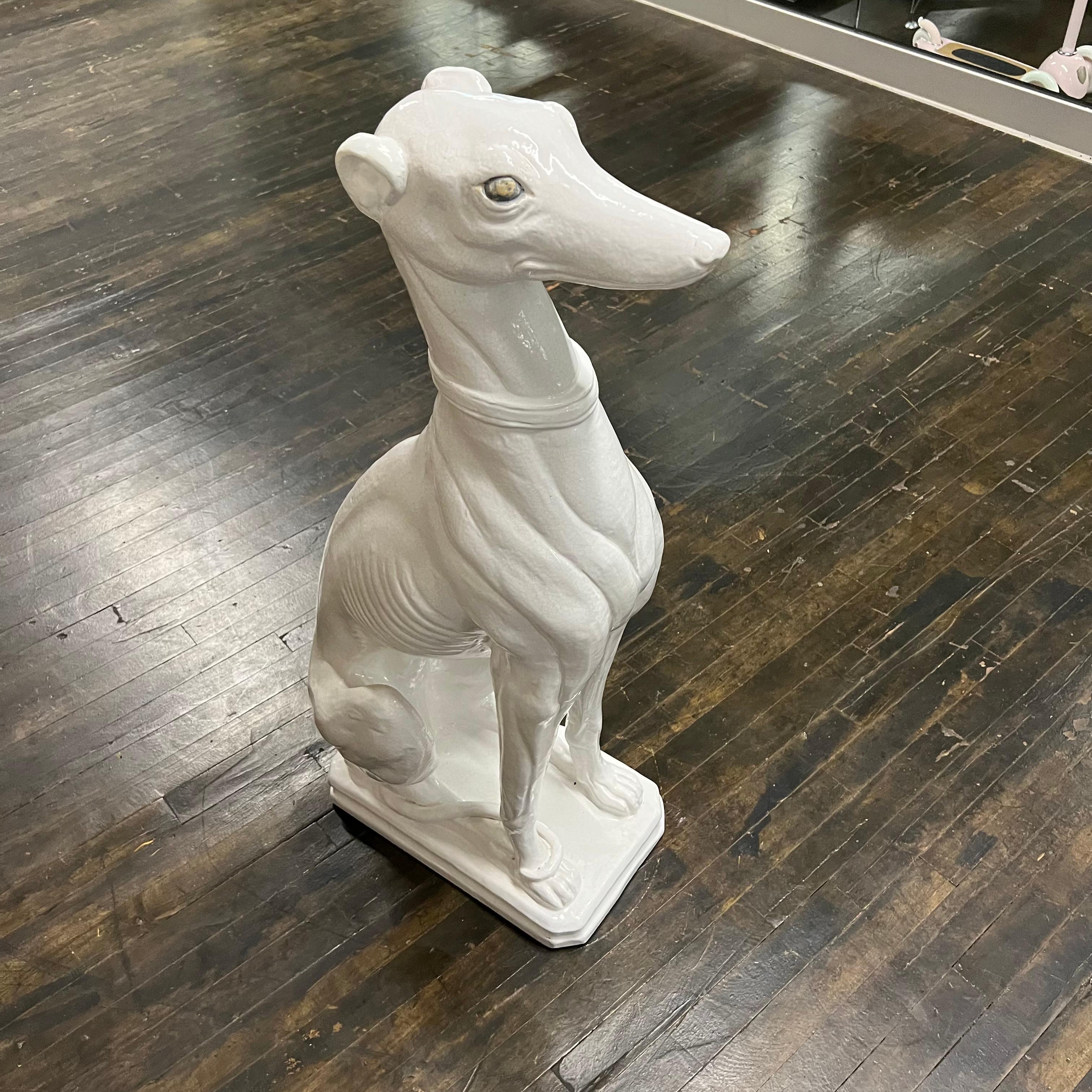 Mid-Century Italian Large White Porcelain Greyhound or Whippet For Sale 1