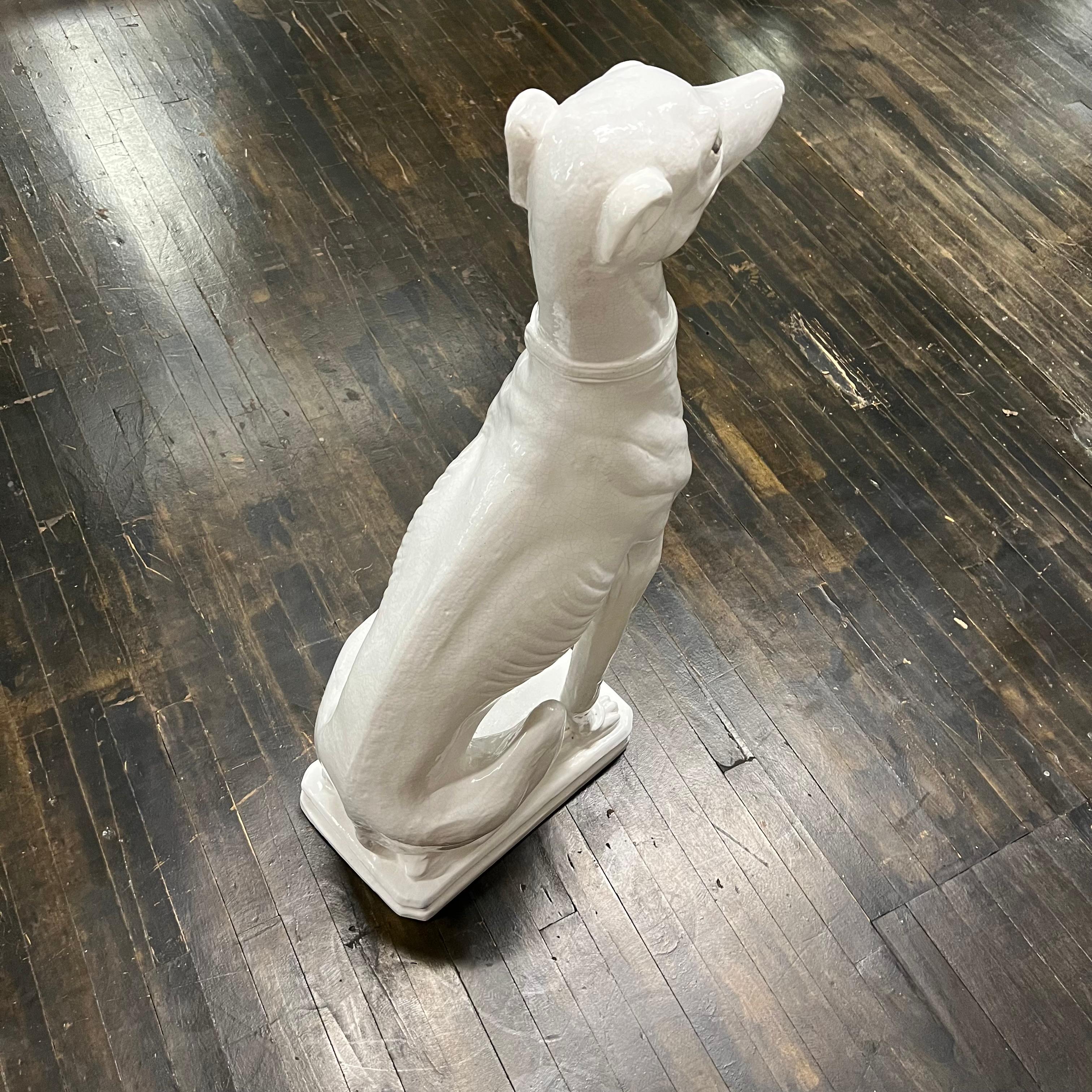 Mid-Century Italian Large White Porcelain Greyhound or Whippet For Sale 2