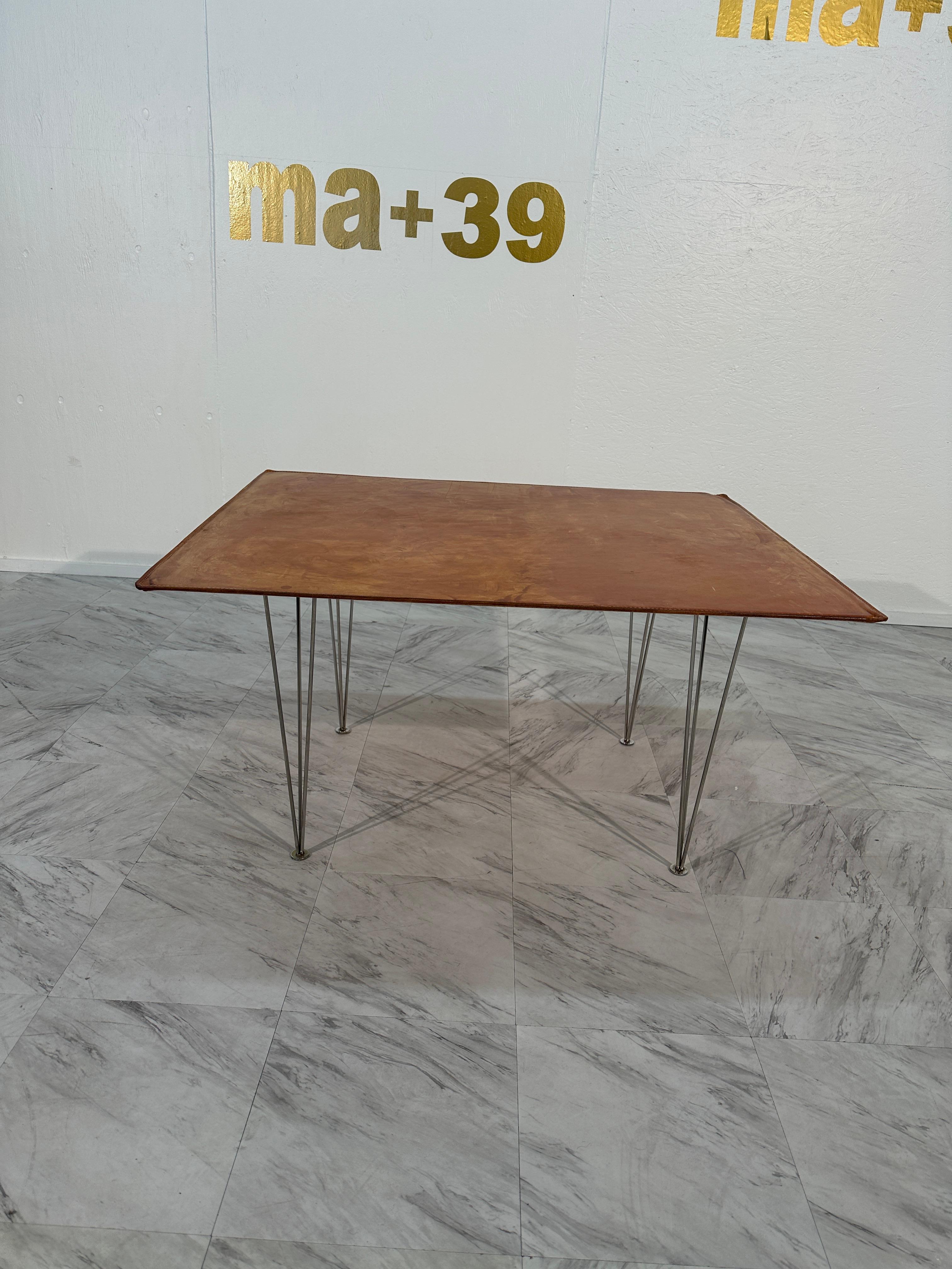 Mid Century Italian Leather and Chrome Coffee Table 1960s For Sale 3