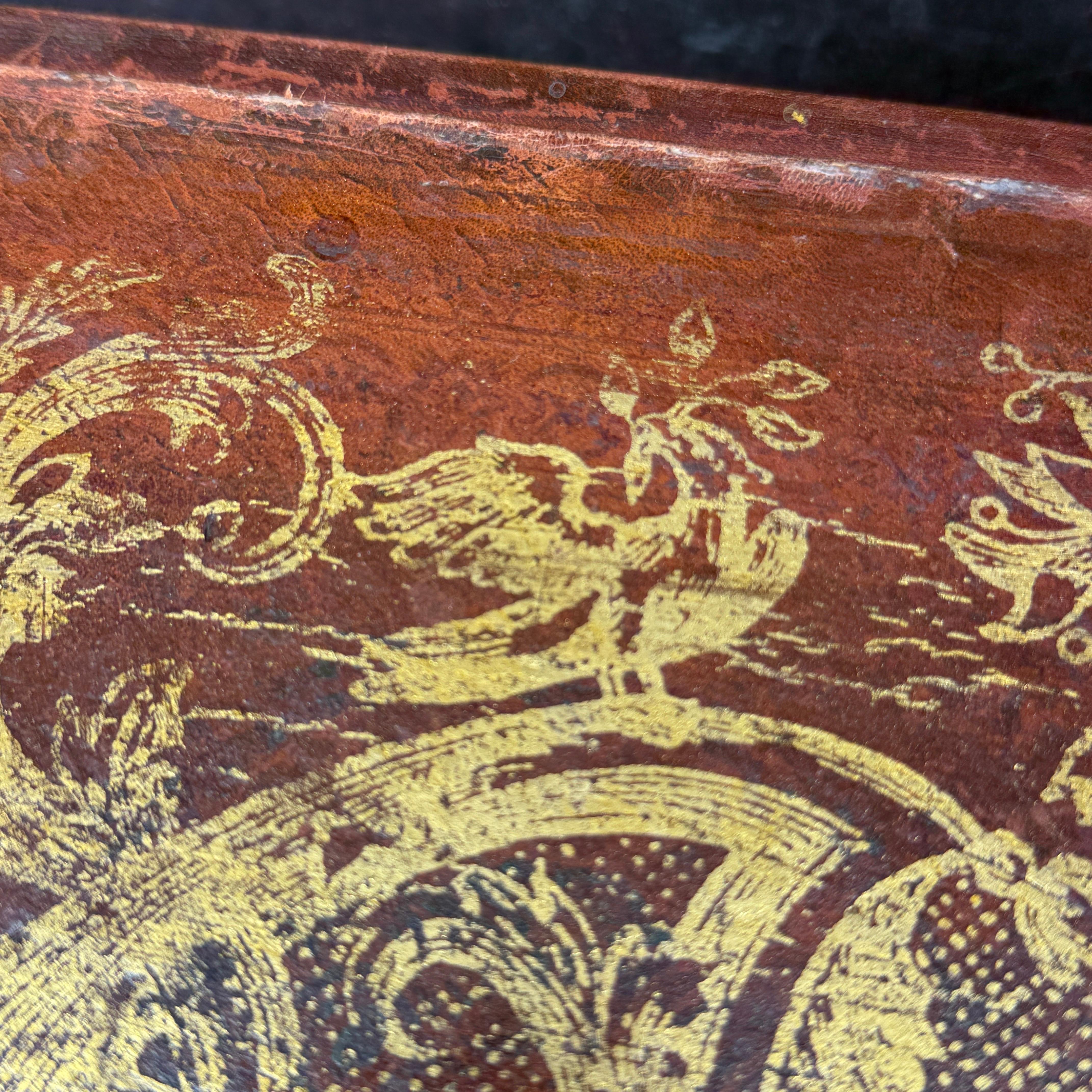 Mid-Century Italian Leather Gold Leaf Embossed Desk Blotter en venta 10