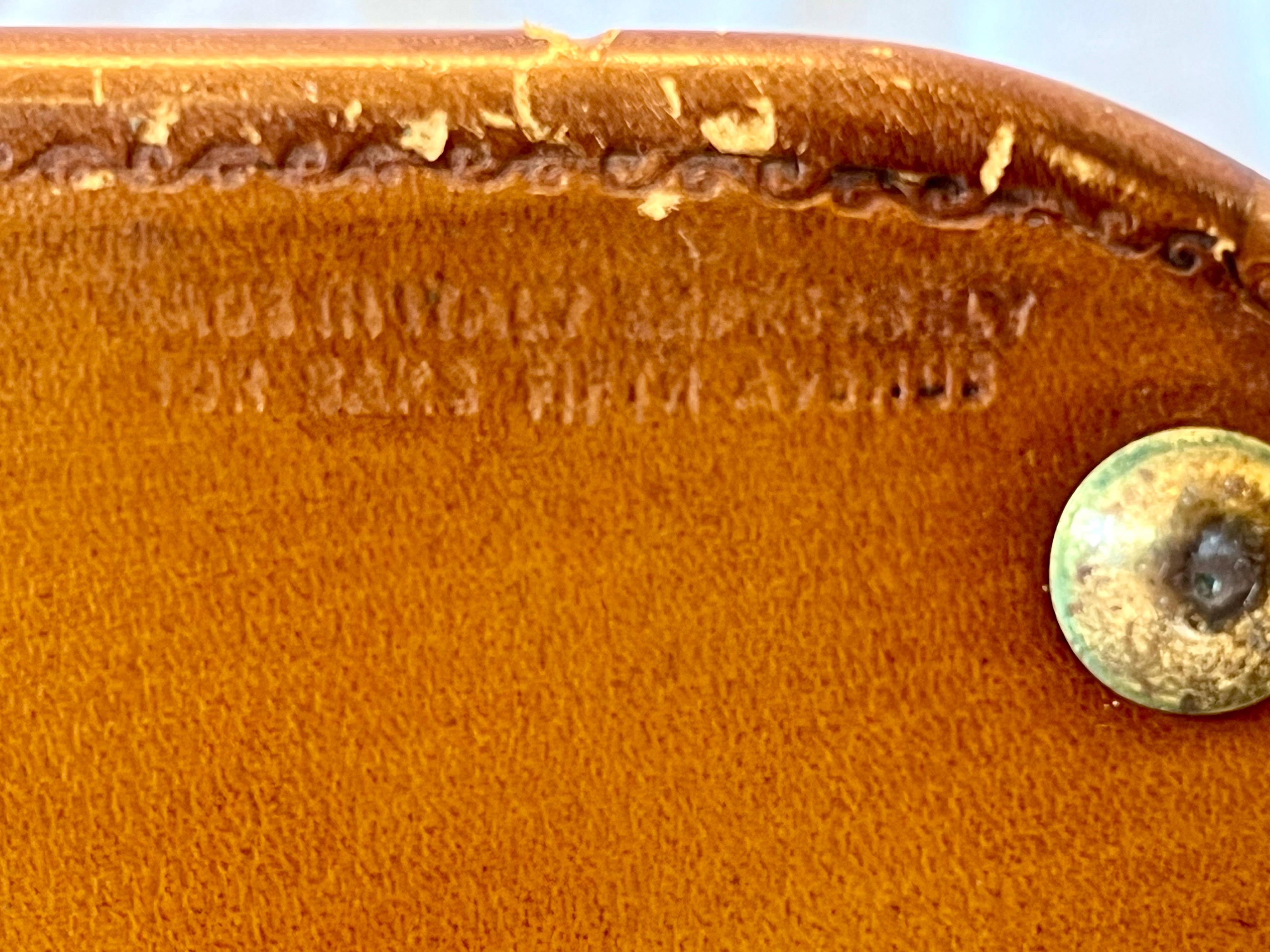 Mid Century Italian Leather Stencil Gilt Jewelry Casket for Saks Fifth Avenue NY 5
