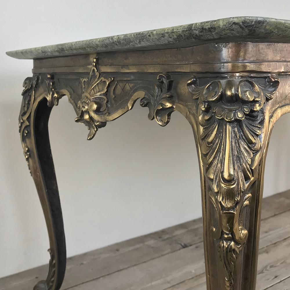Midcentury Italian Louis XIV Brass and Marble Coffee Table 3