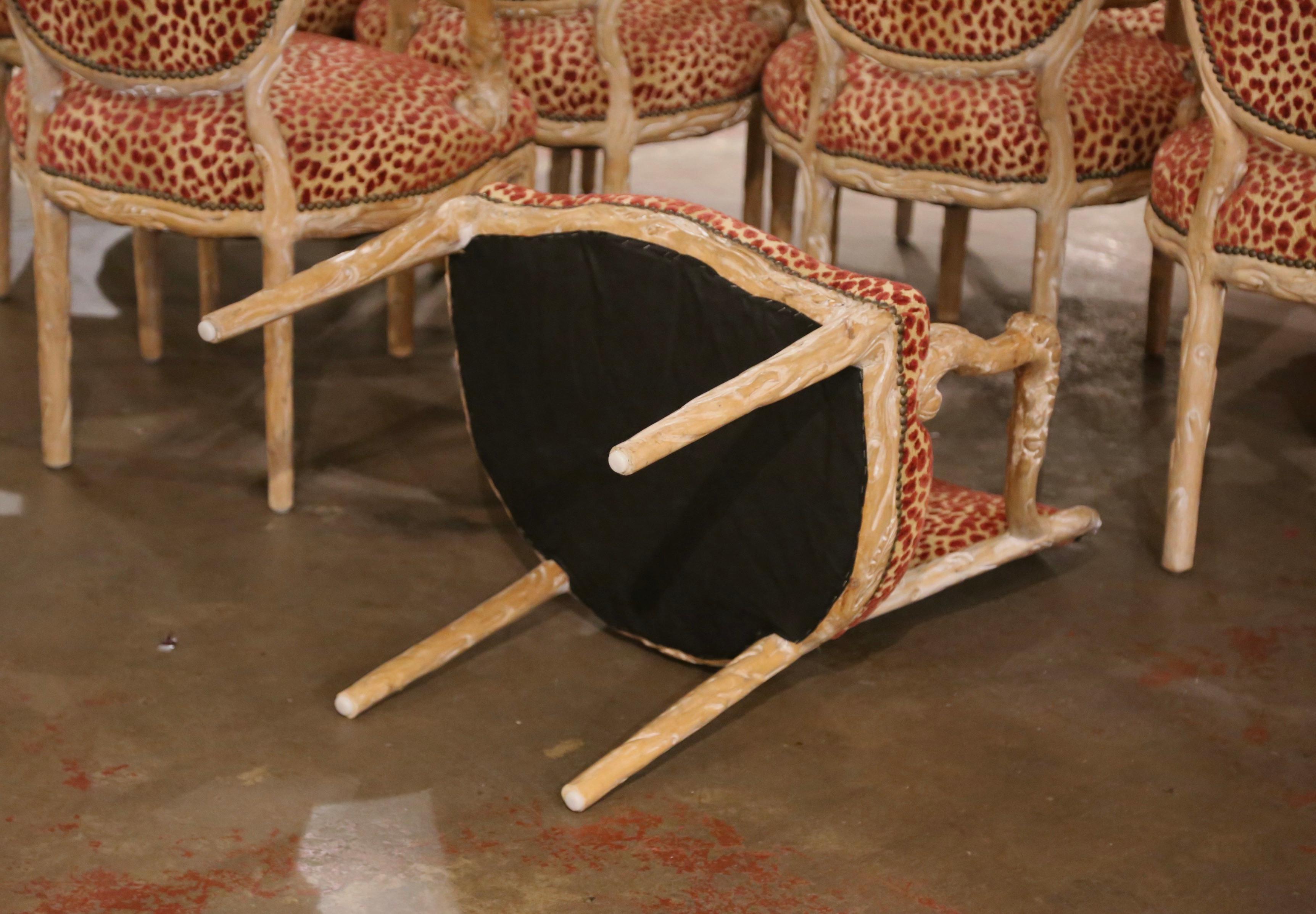 Mid-Century Italian Louis XVI Carved and Painted Dining Armchairs, Suite of Ten For Sale 4