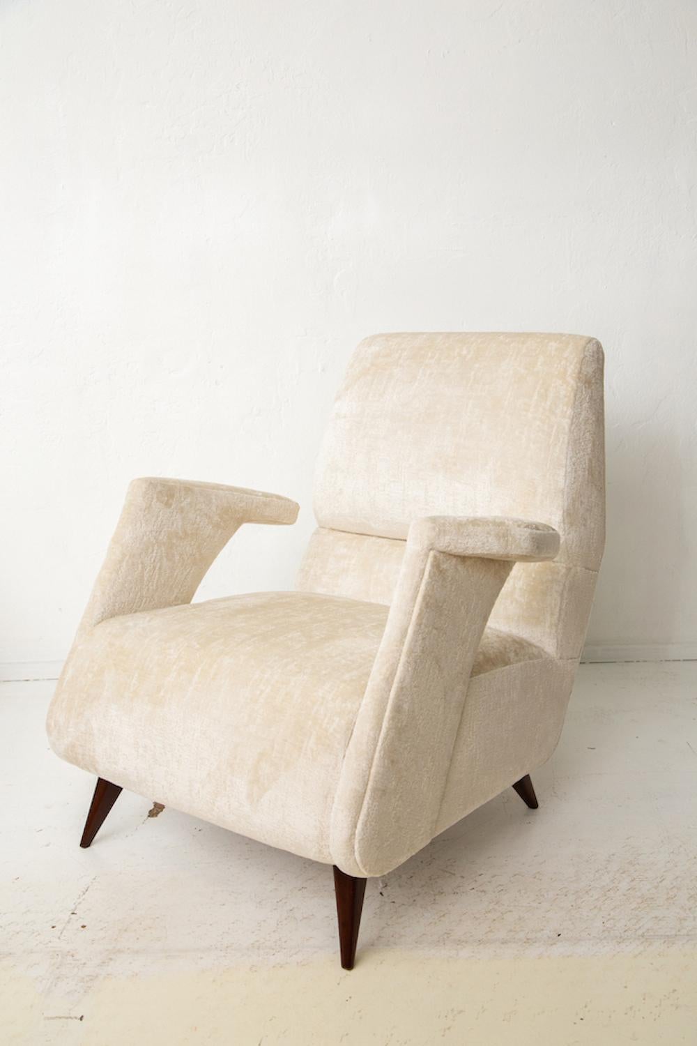 Upholstery Mid-Century Italian Lounge Chairs in the Manner of Ico Parisi