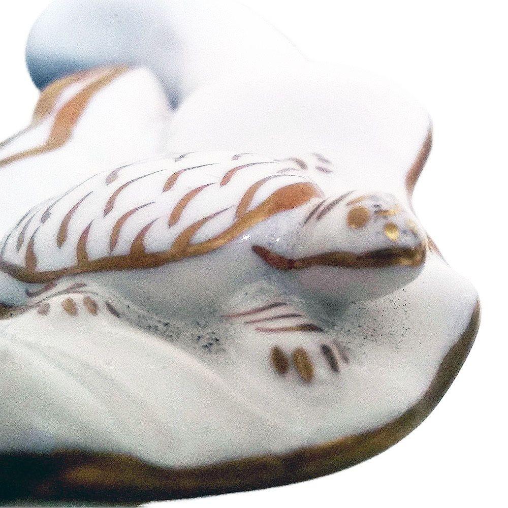 Mid-Century Modern Mid-century Italian Made White Turtle Lilly Pad Pond Ashtyray/Candy Dish