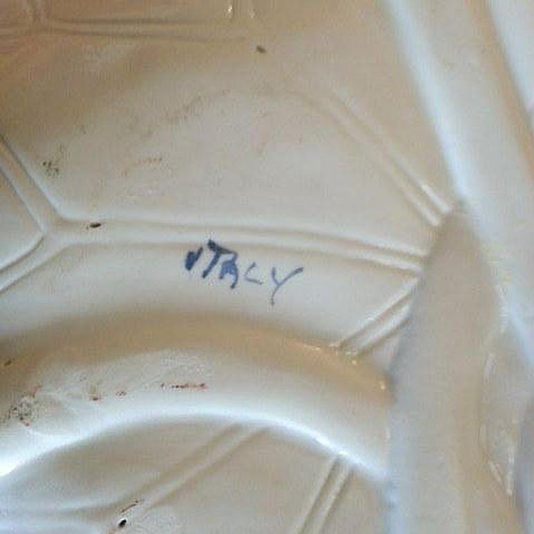 Ceramic Mid-century Italian Made White Turtle Lilly Pad Pond Ashtyray/Candy Dish