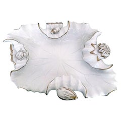 Mid-century Italian Made White Turtle Lilly Pad Pond Ashtyray/Candy Dish