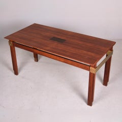 Mid Century Italian Mahogany and Brass Dining Table