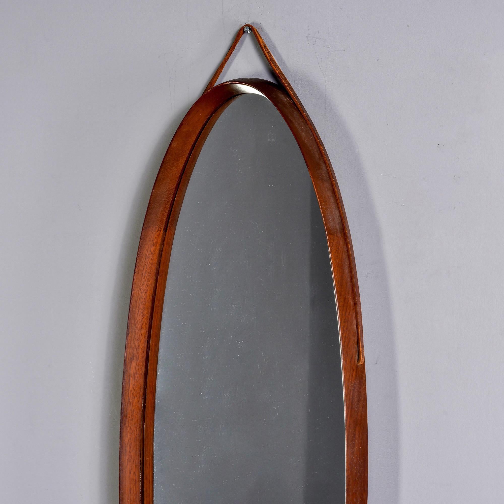 Mid-Century Modern Mid Century Italian Mahogany Elongated Oval Mirror