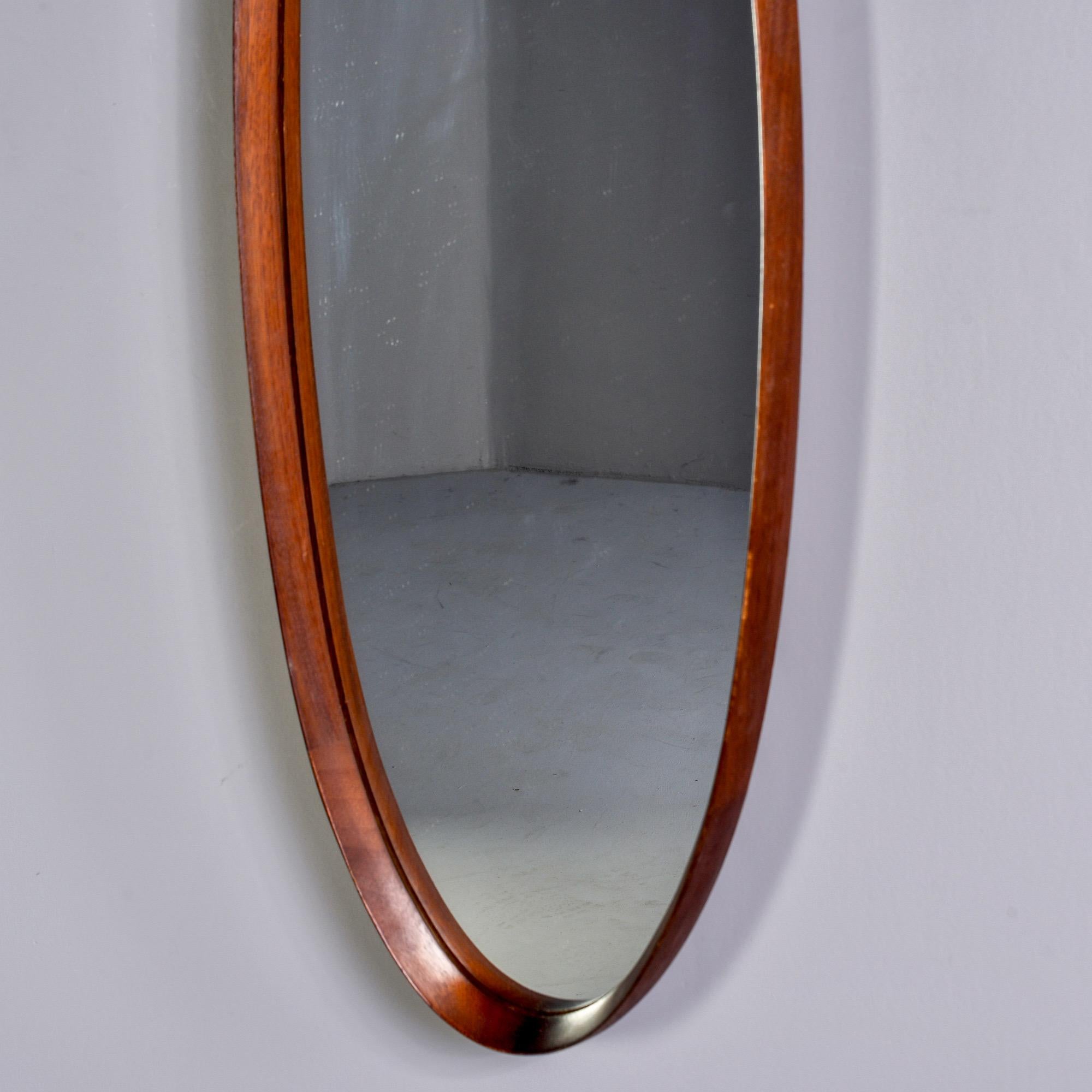 Mid Century Italian Mahogany Elongated Oval Mirror In Good Condition In Troy, MI