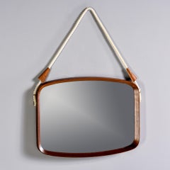 Mid Century Italian Mahogany Rectangular Shape Mirror