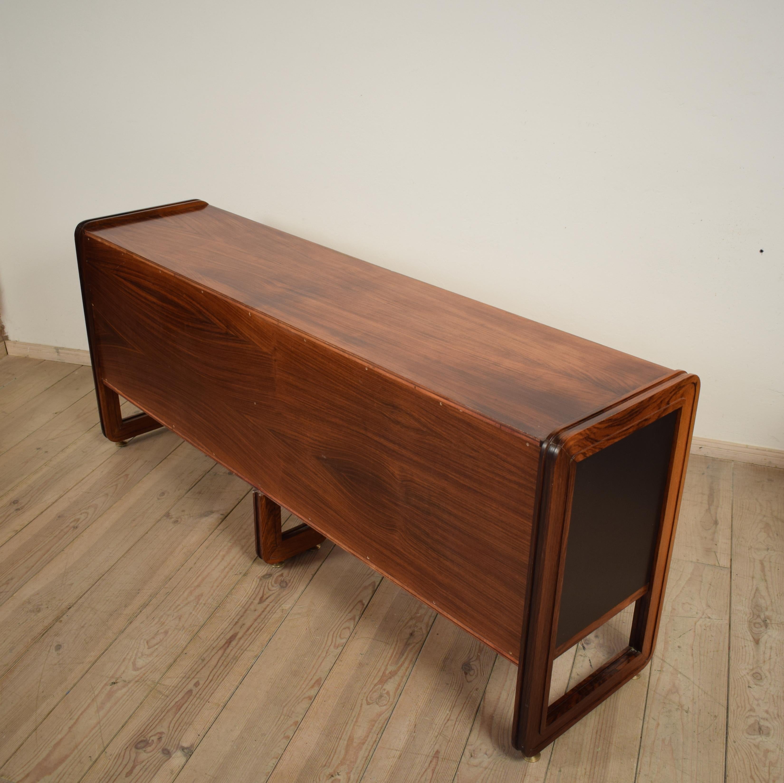 Midcentury Italian Red-Brown Rosewood Sideboard with Mirror Doors, circa 1960s 7