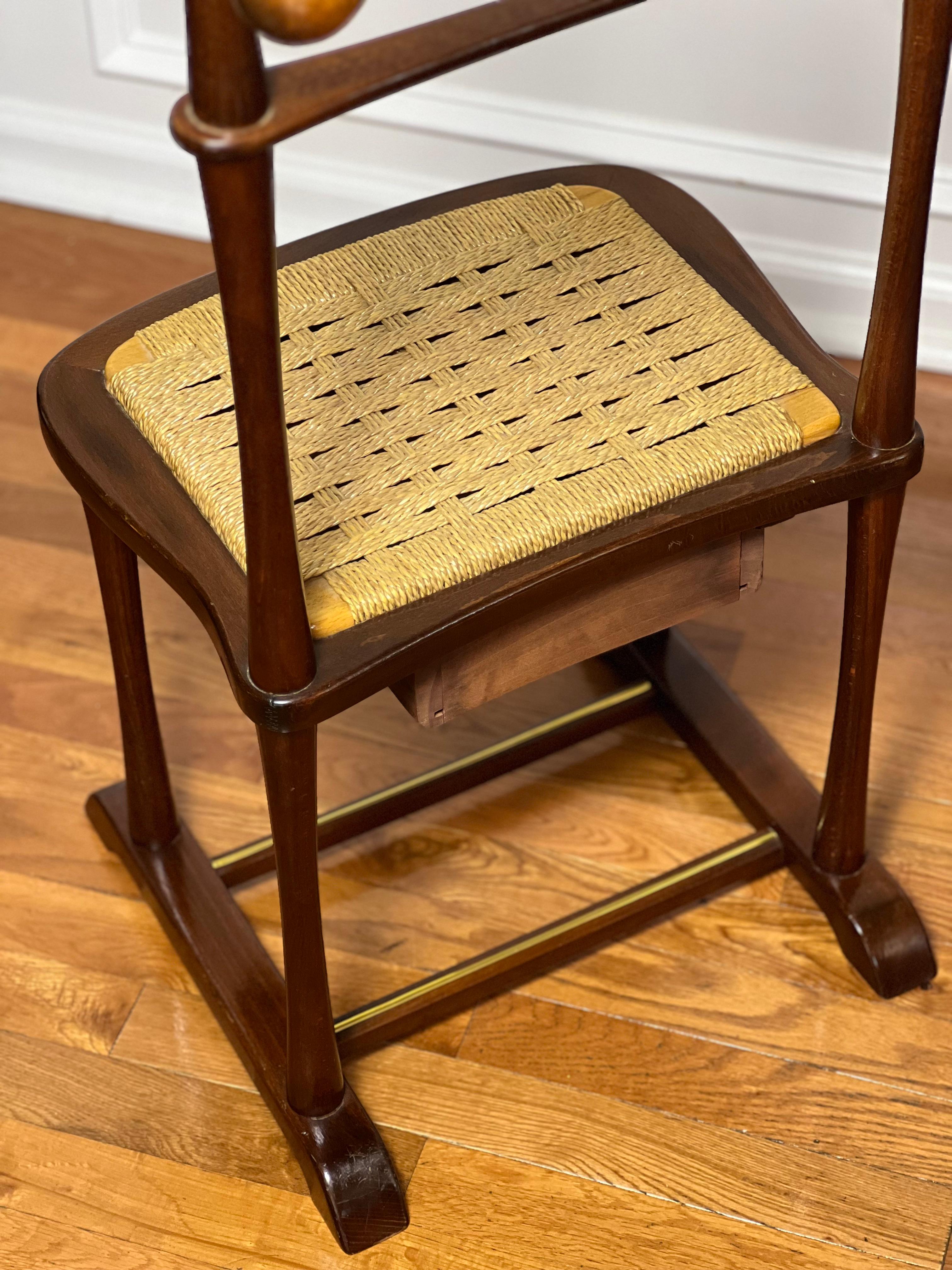 Italienischer Mahagoni-Valet Stand mit Schublade von SPQR aus der Jahrhundertmitte 4