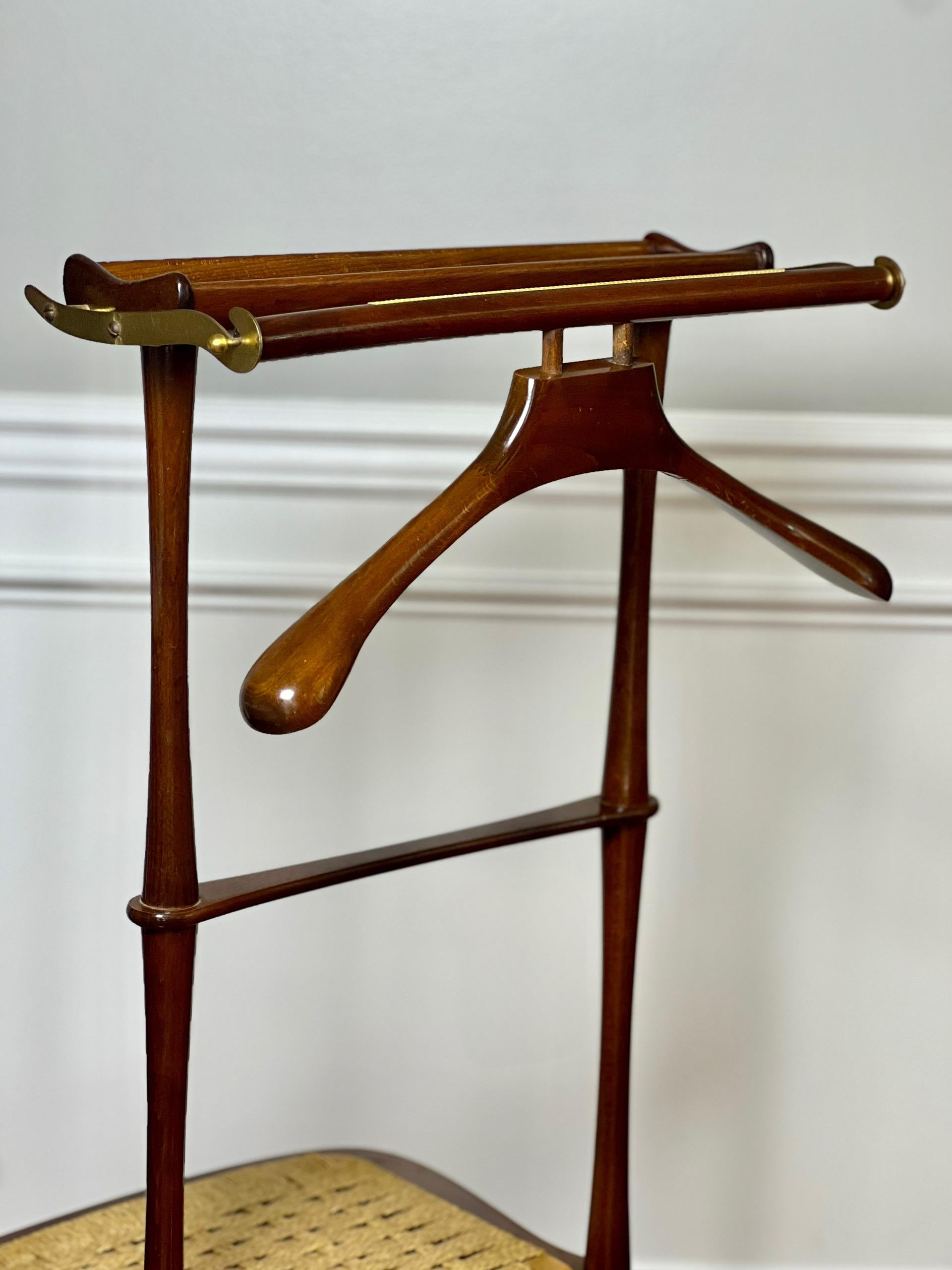 Italienischer Mahagoni-Valet Stand mit Schublade von SPQR aus der Jahrhundertmitte 6