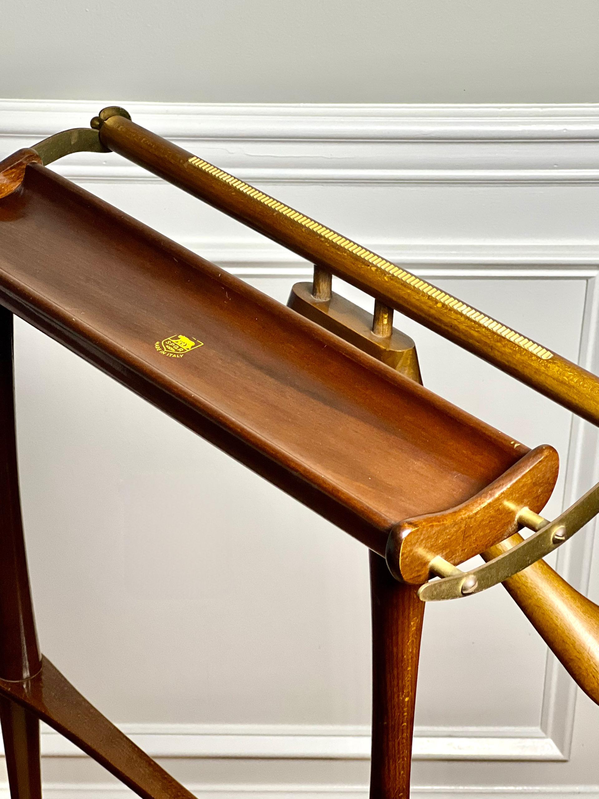 Italienischer Mahagoni-Valet Stand mit Schublade von SPQR aus der Jahrhundertmitte 8