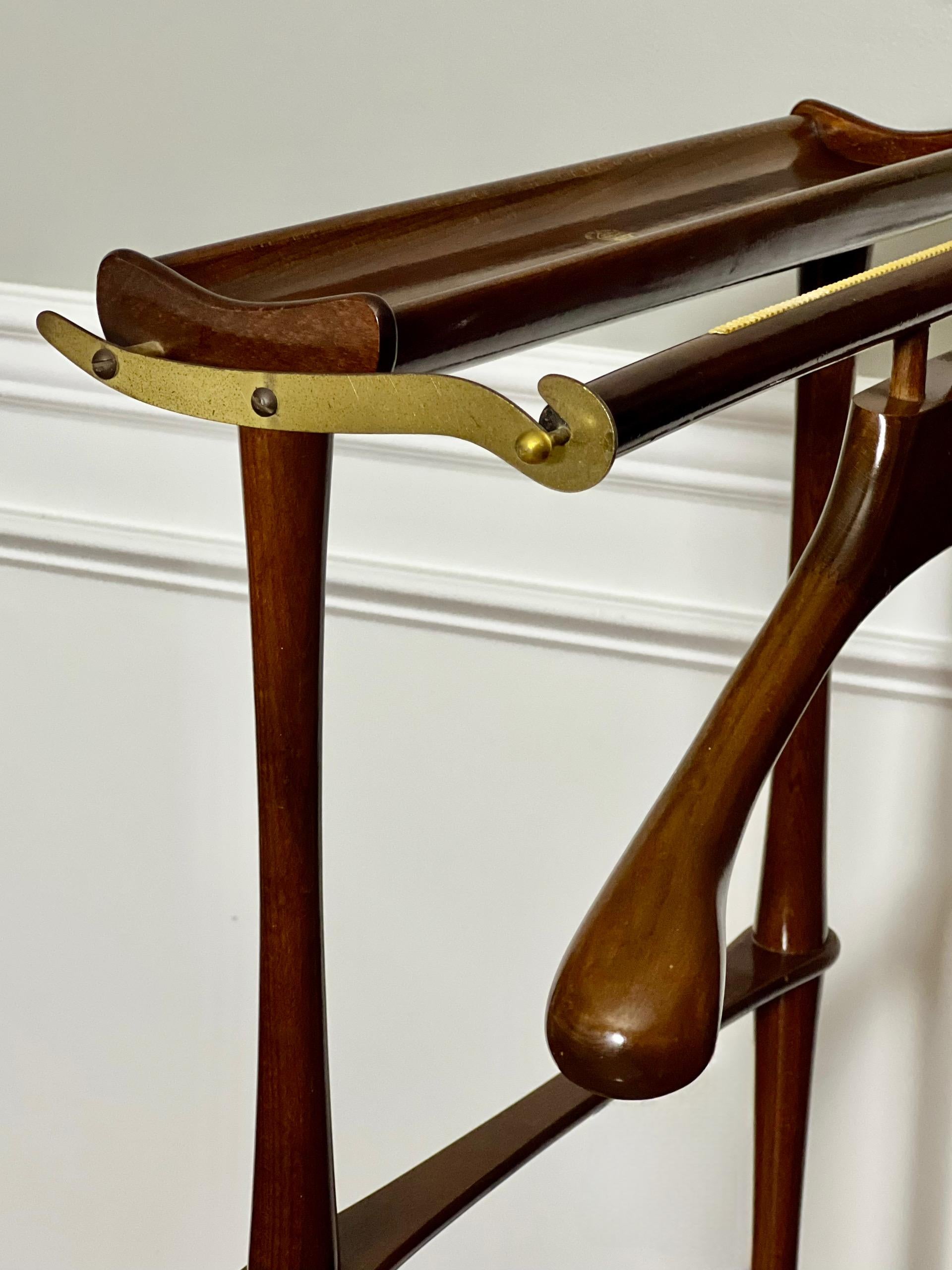 Italienischer Mahagoni-Valet Stand mit Schublade von SPQR aus der Jahrhundertmitte 10