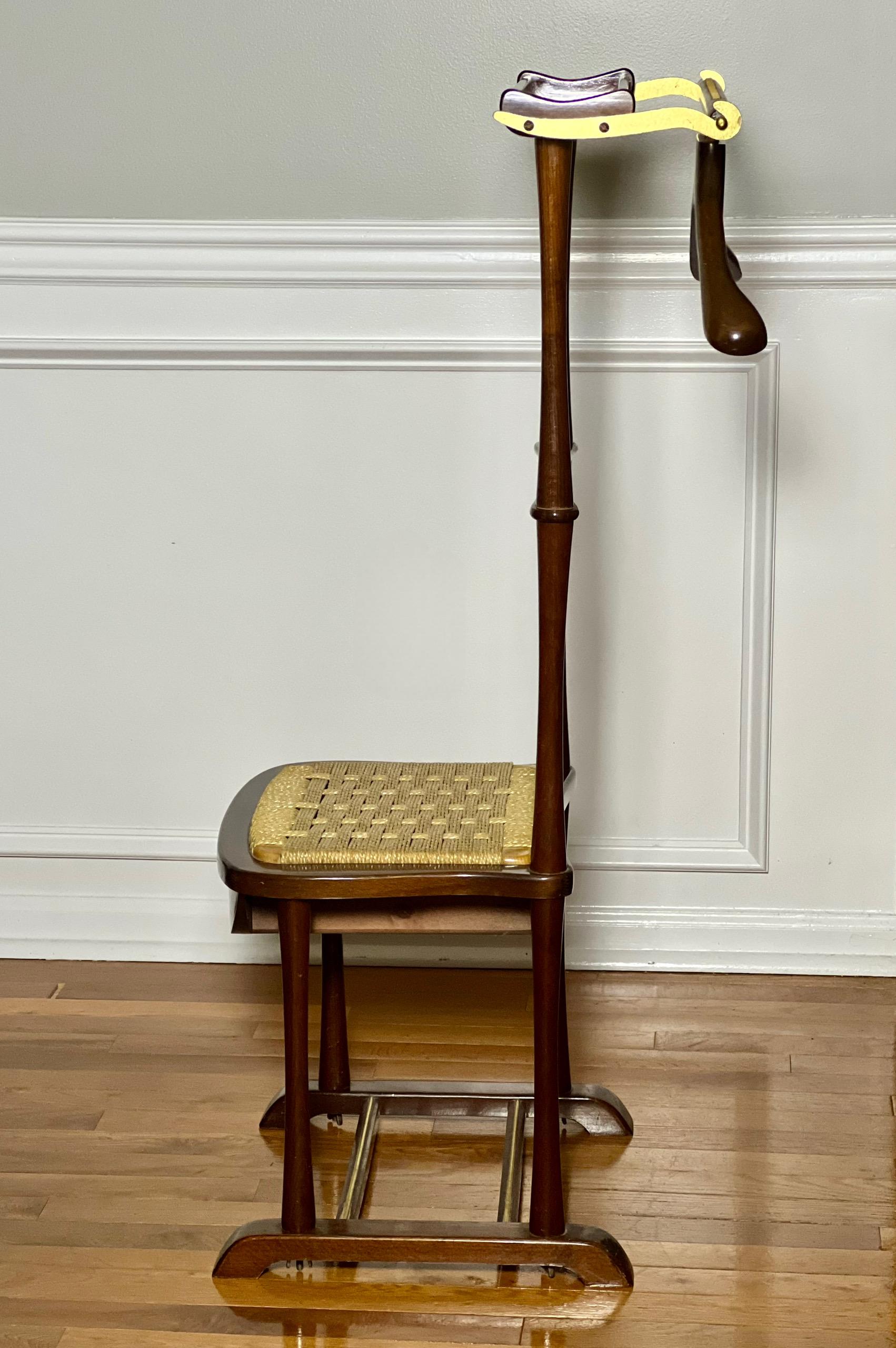 Italienischer Mahagoni-Valet Stand mit Schublade von SPQR aus der Jahrhundertmitte (20. Jahrhundert)