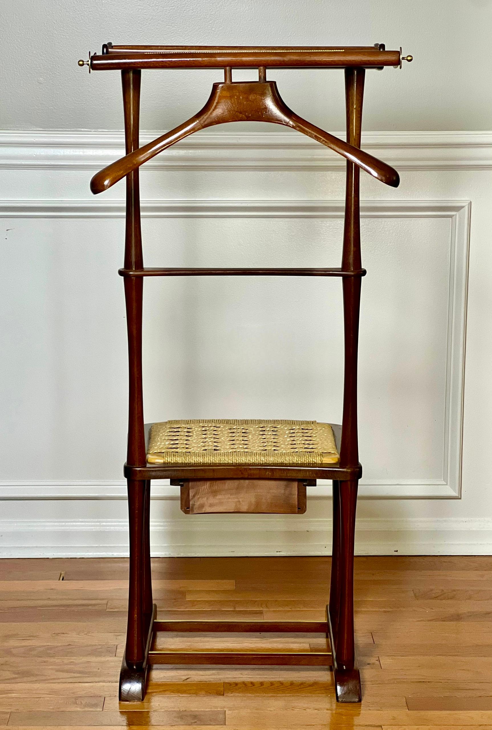 Italienischer Mahagoni-Valet Stand mit Schublade von SPQR aus der Jahrhundertmitte 2