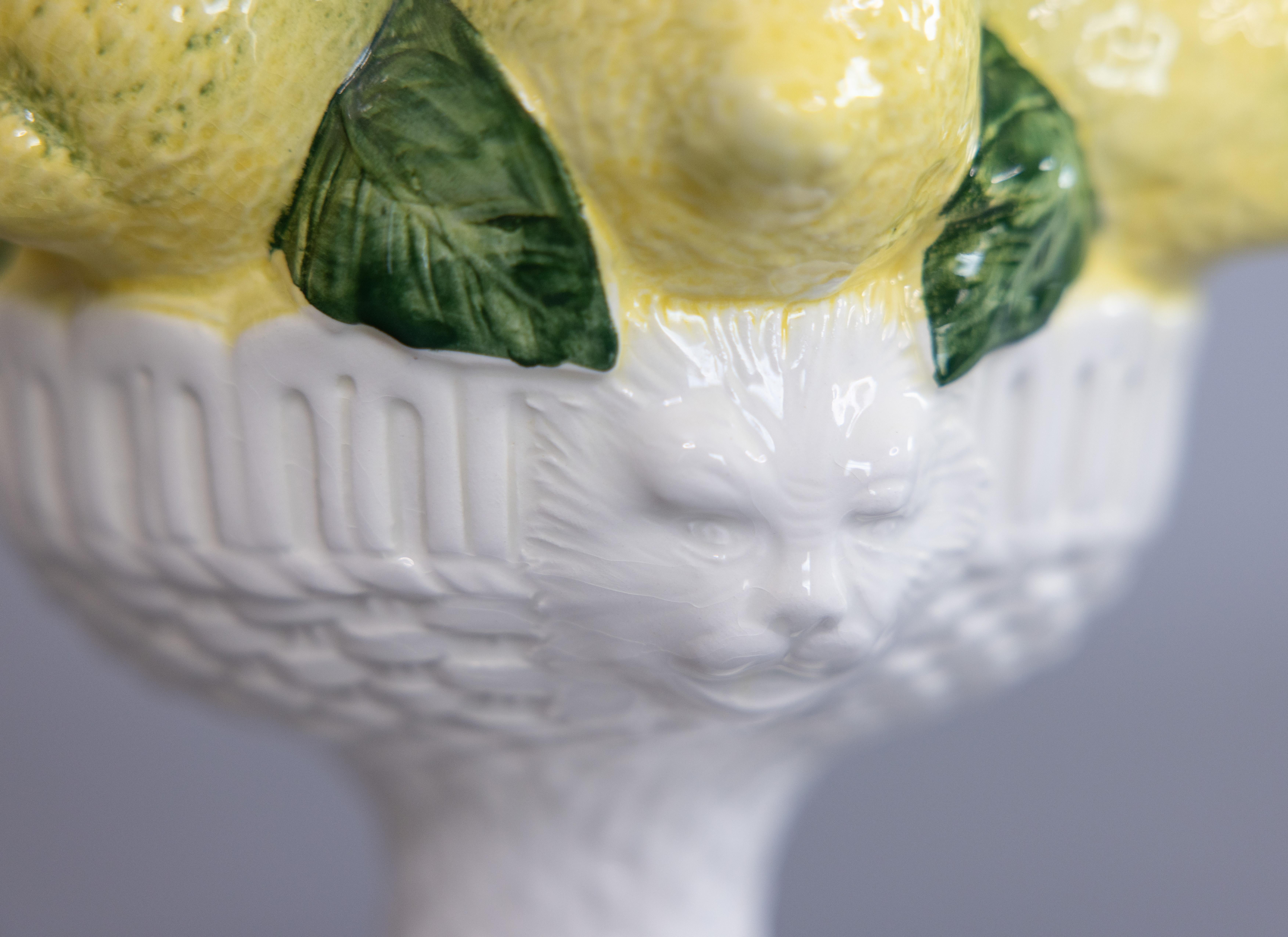 Mid-Century Italian Majolica Lemon Topiary Table Centerpiece In Good Condition In Pearland, TX