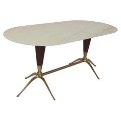 Midcentury Italian Marble and Brass Dining Table, 1960s