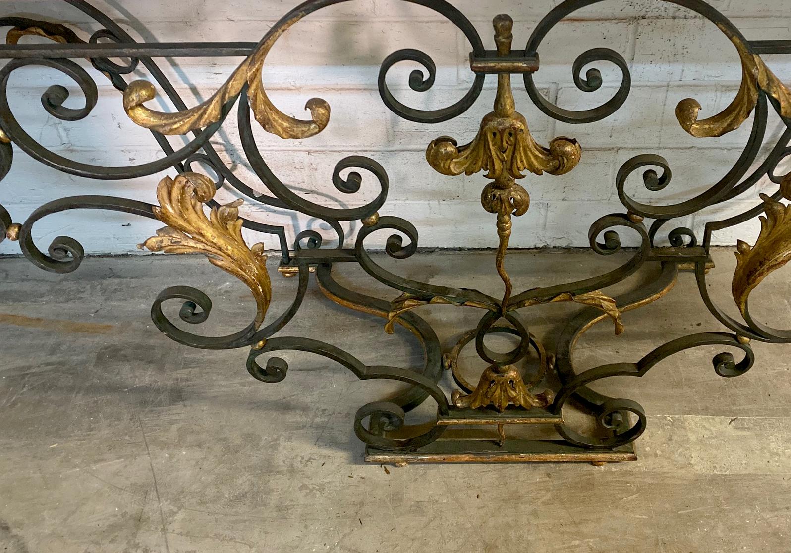 Midcentury Italian Marble and Iron Console In Good Condition In Dallas, TX