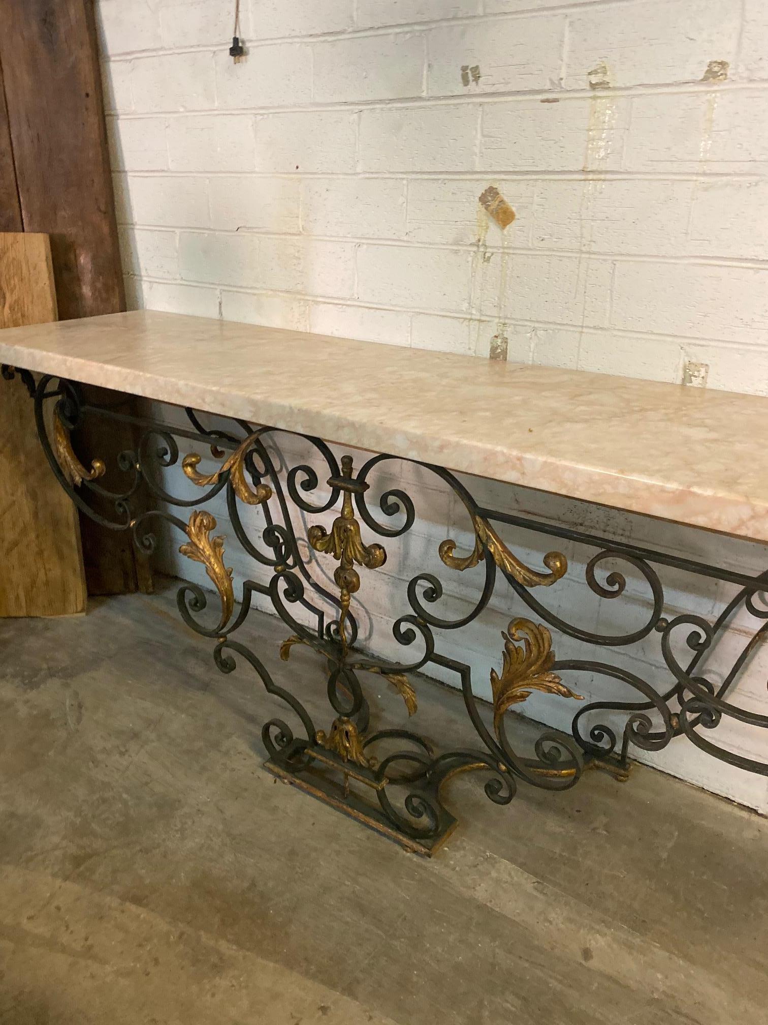 Midcentury Italian Marble and Iron Console 3