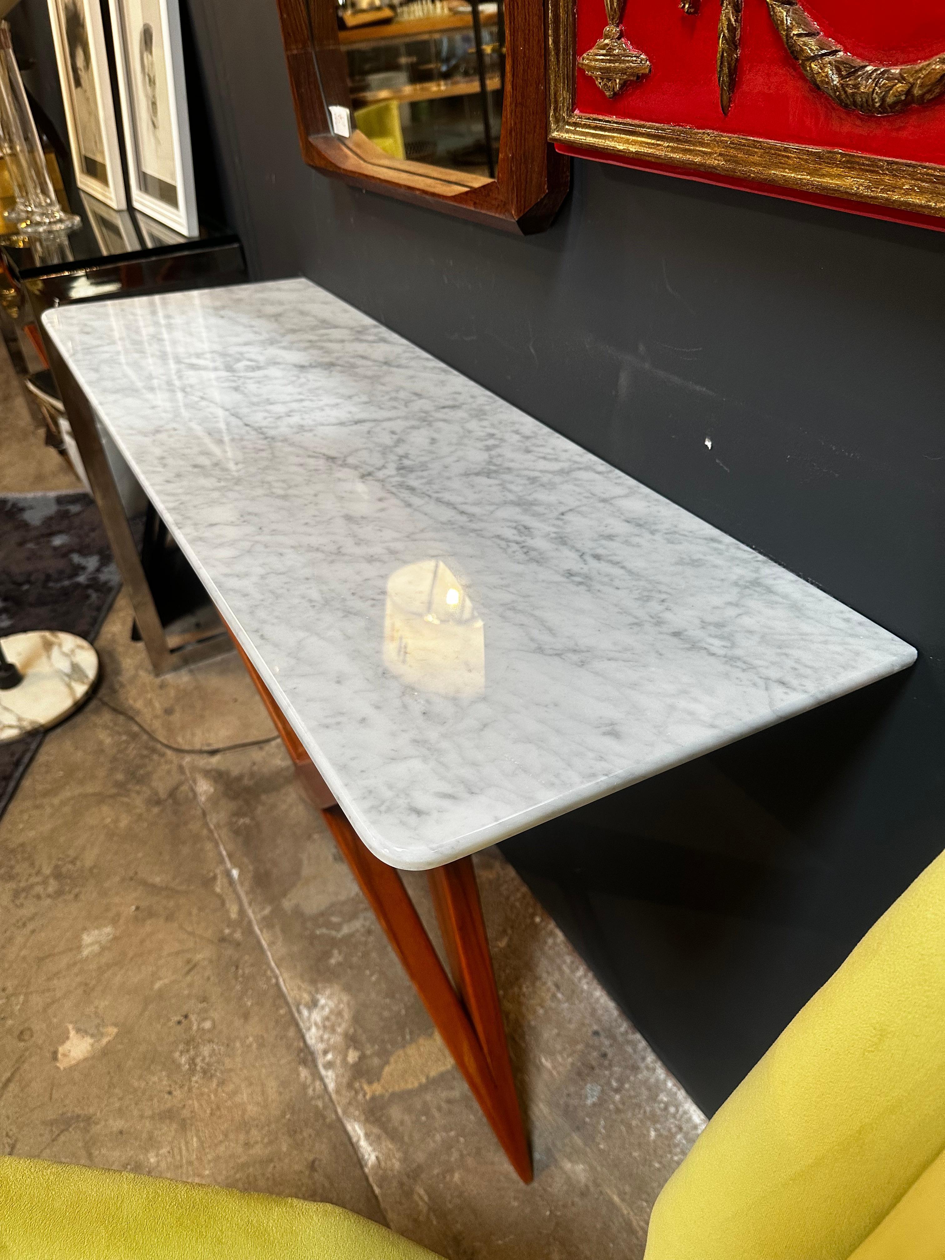 Mid Century Italian Marble and Wood Console, 1980s For Sale 2