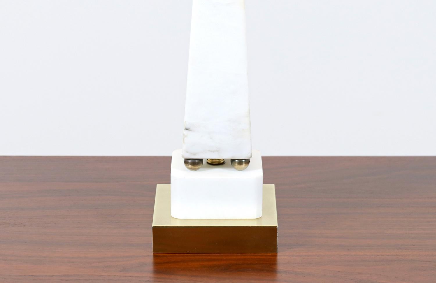 Mid-Century Italian Marble & Brass Pyramid Style Table Lamps For Sale 2