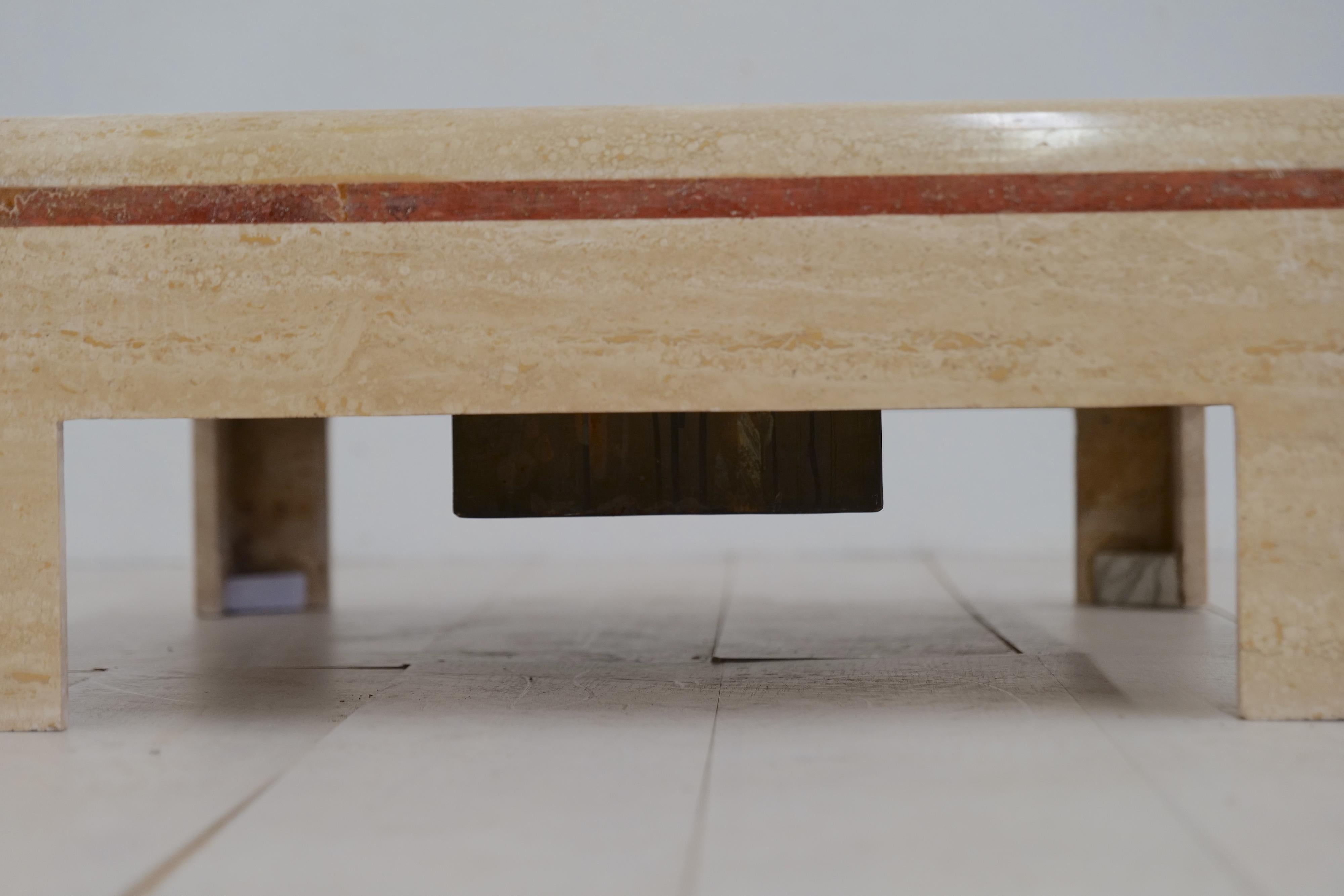 Midcentury Italian Marble Coffee Table, 1980s In Good Condition For Sale In Los Angeles, CA
