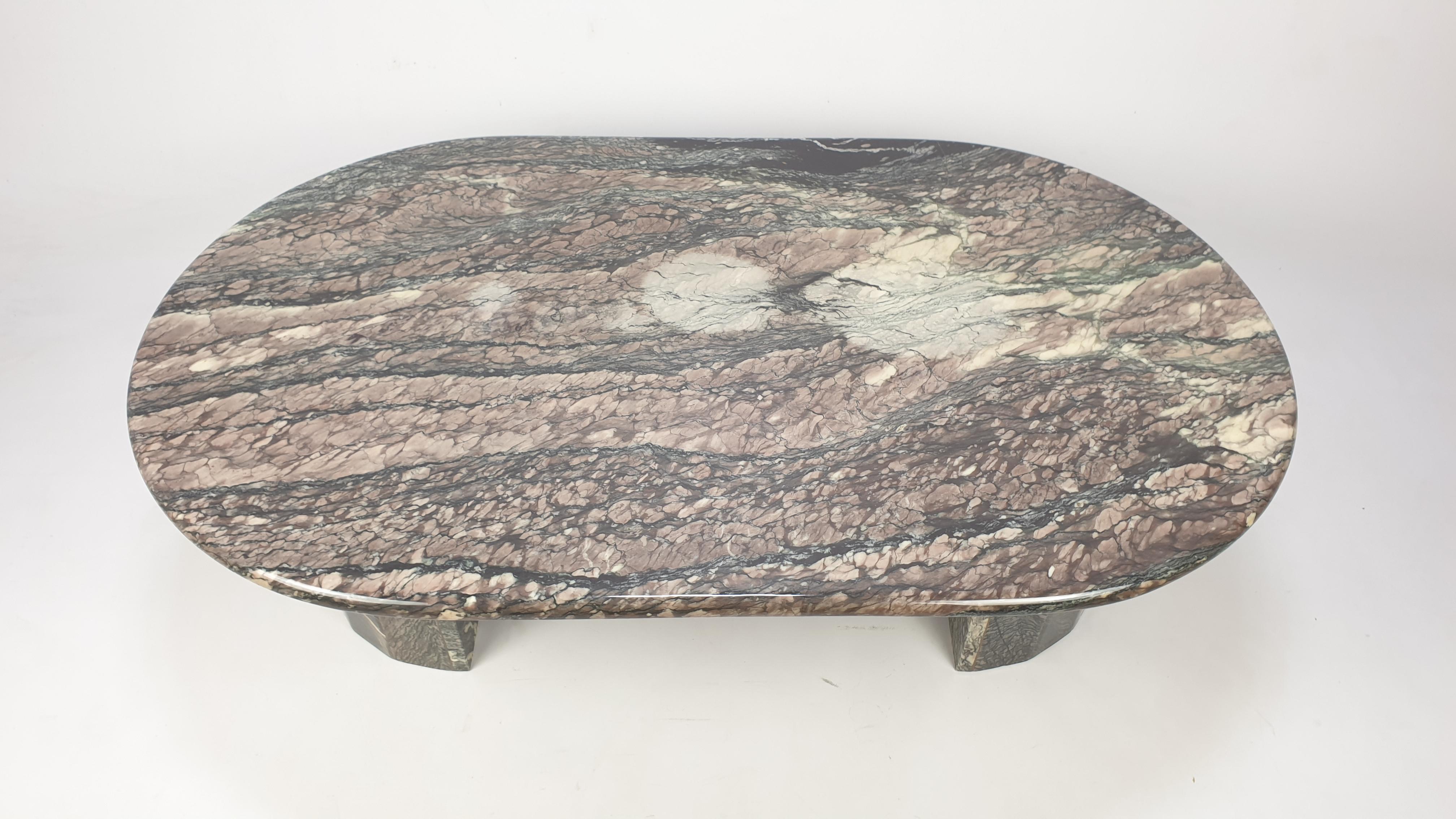 Late 20th Century Mid-Century Italian Marble Coffee Table, 1989 For Sale