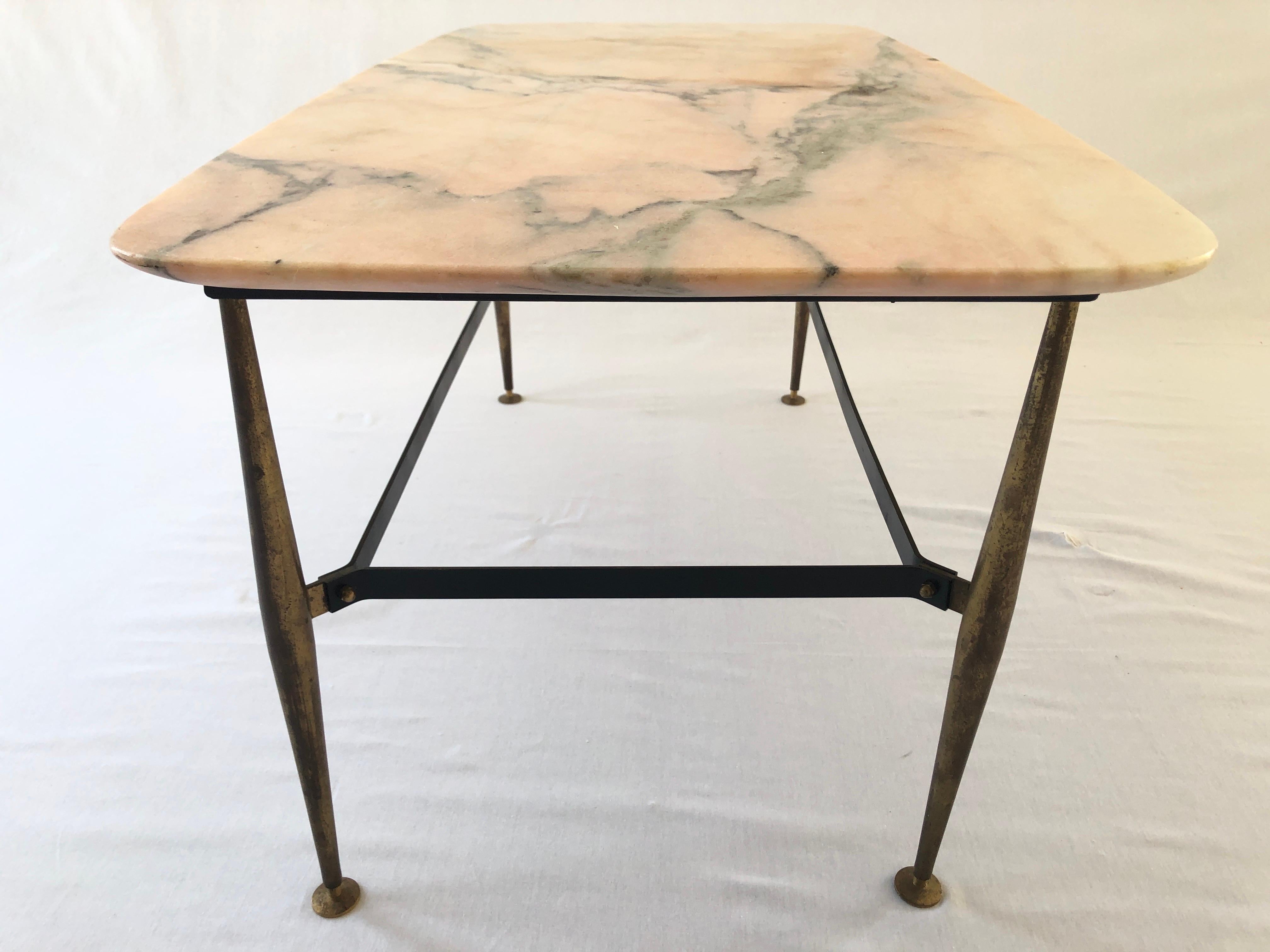 Mid-century Italian Marble Coffee Table with Brass Legs, 1960s, Italy For Sale 9
