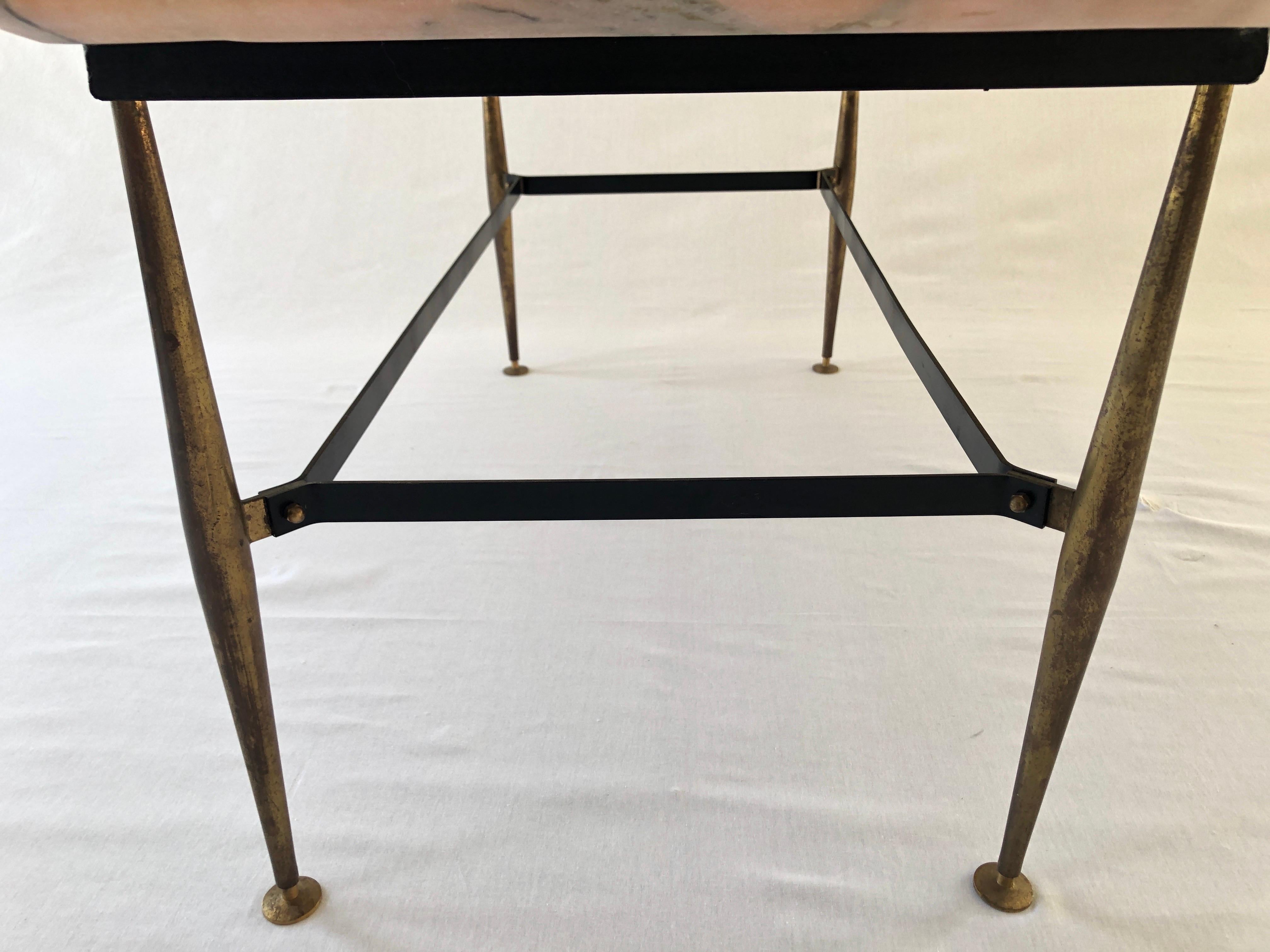 Mid-century Italian Marble Coffee Table with Brass Legs, 1960s, Italy For Sale 10