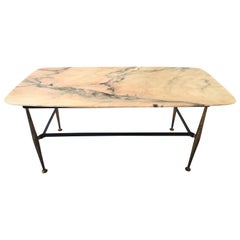 Mid-century Italian Marble Coffee Table with Brass Legs, 1960s, Italy