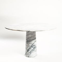 Angelo Mangiarotti style round Italian marble dining table, 1970s