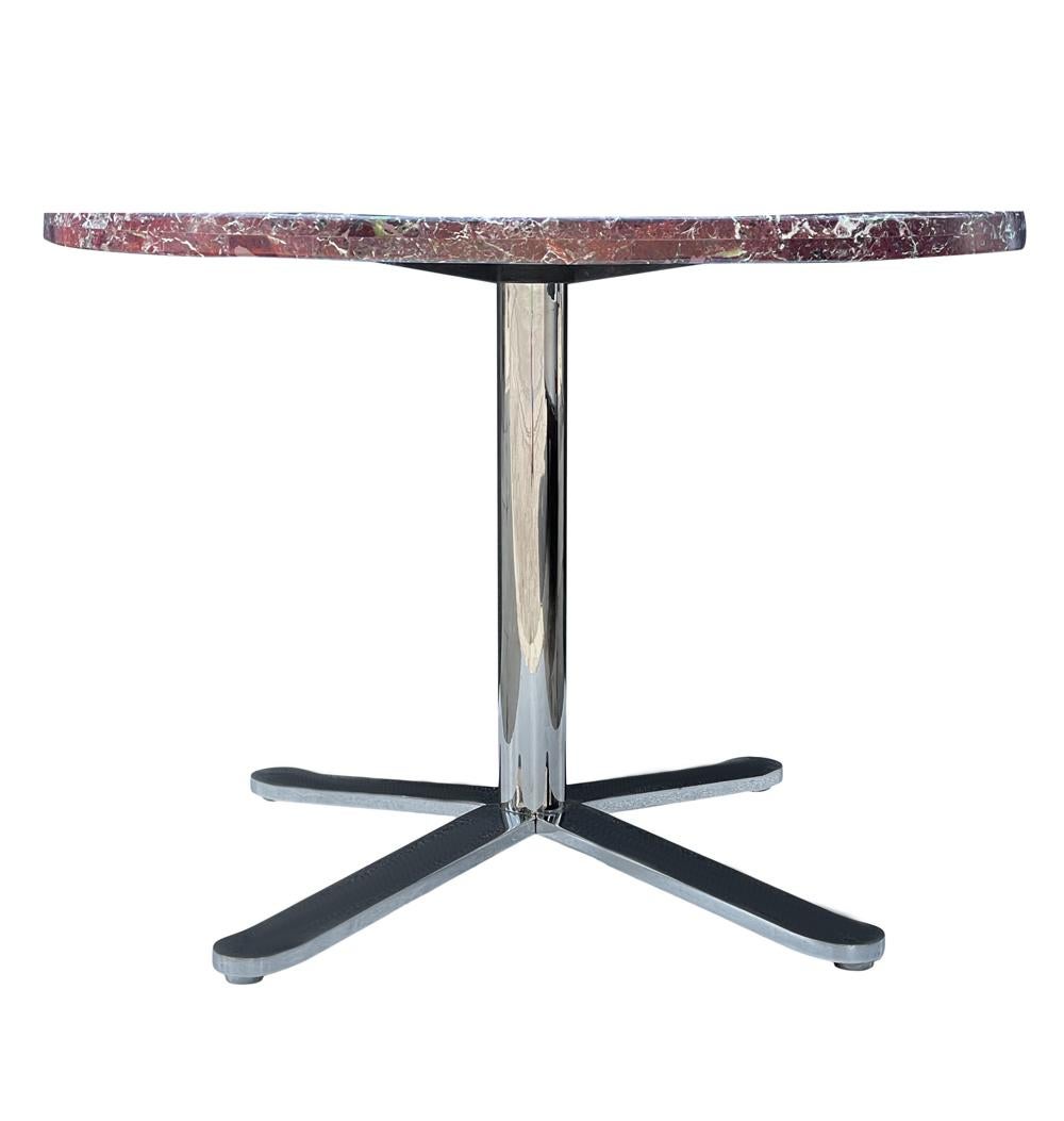 Mid-Century Modern Mid Century Italian Marble Round Dining Table or Center Table with Chrome Base For Sale