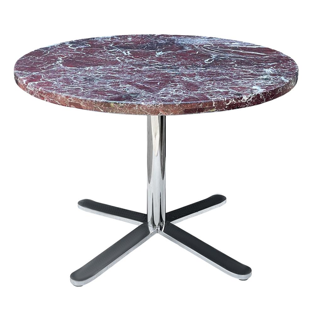 Late 20th Century Mid Century Italian Marble Round Dining Table or Center Table with Chrome Base For Sale