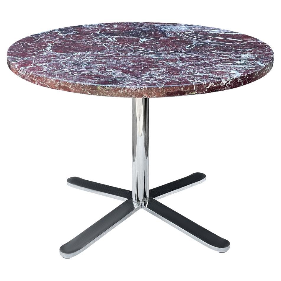Mid Century Italian Marble Round Dining Table or Center Table with Chrome Base