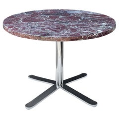 Vintage Mid Century Italian Marble Round Dining Table or Center Table with Chrome Base