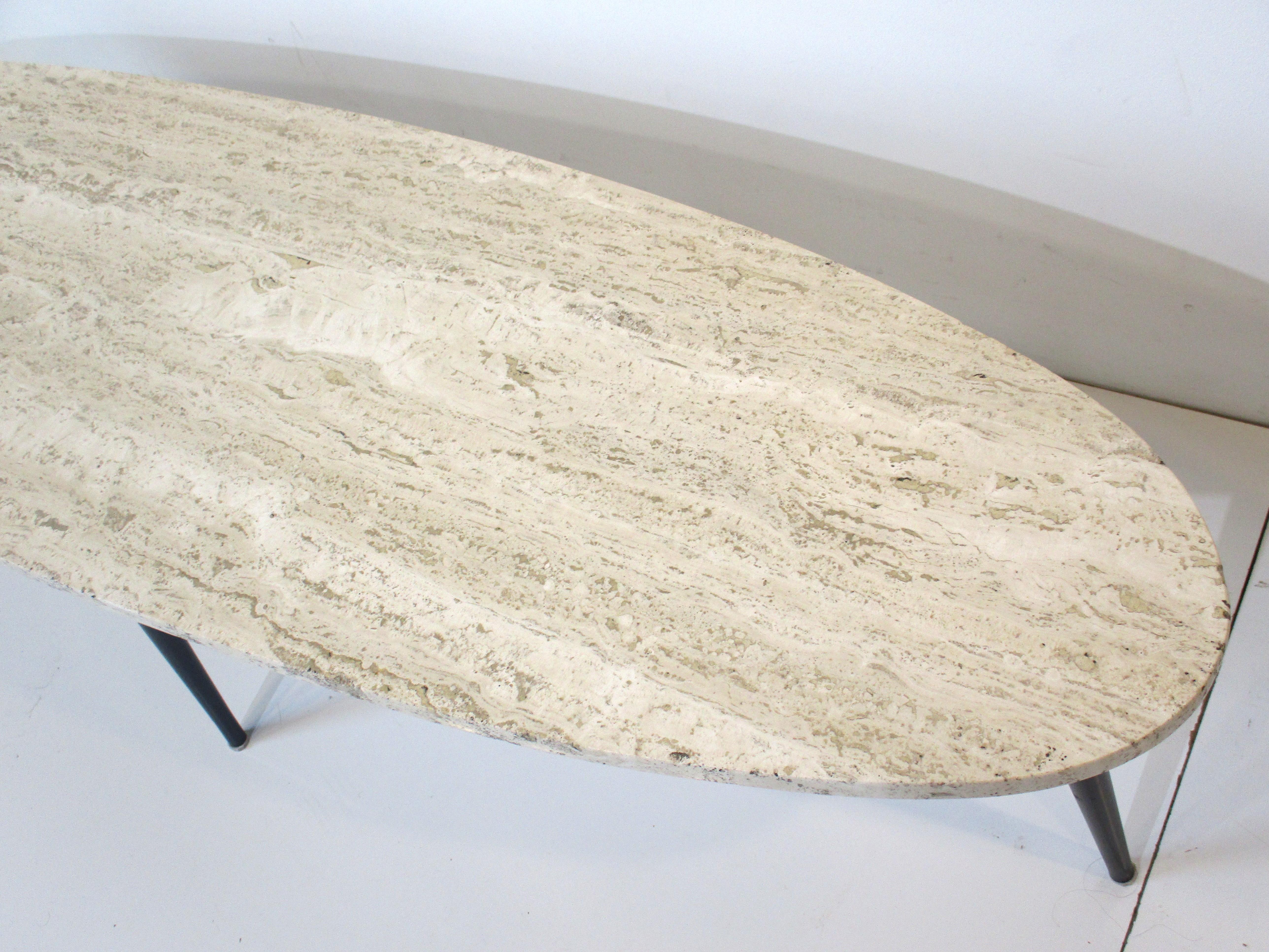 Mid-Century Modern Mid-Century Italian Marble / Steel Coffee Table