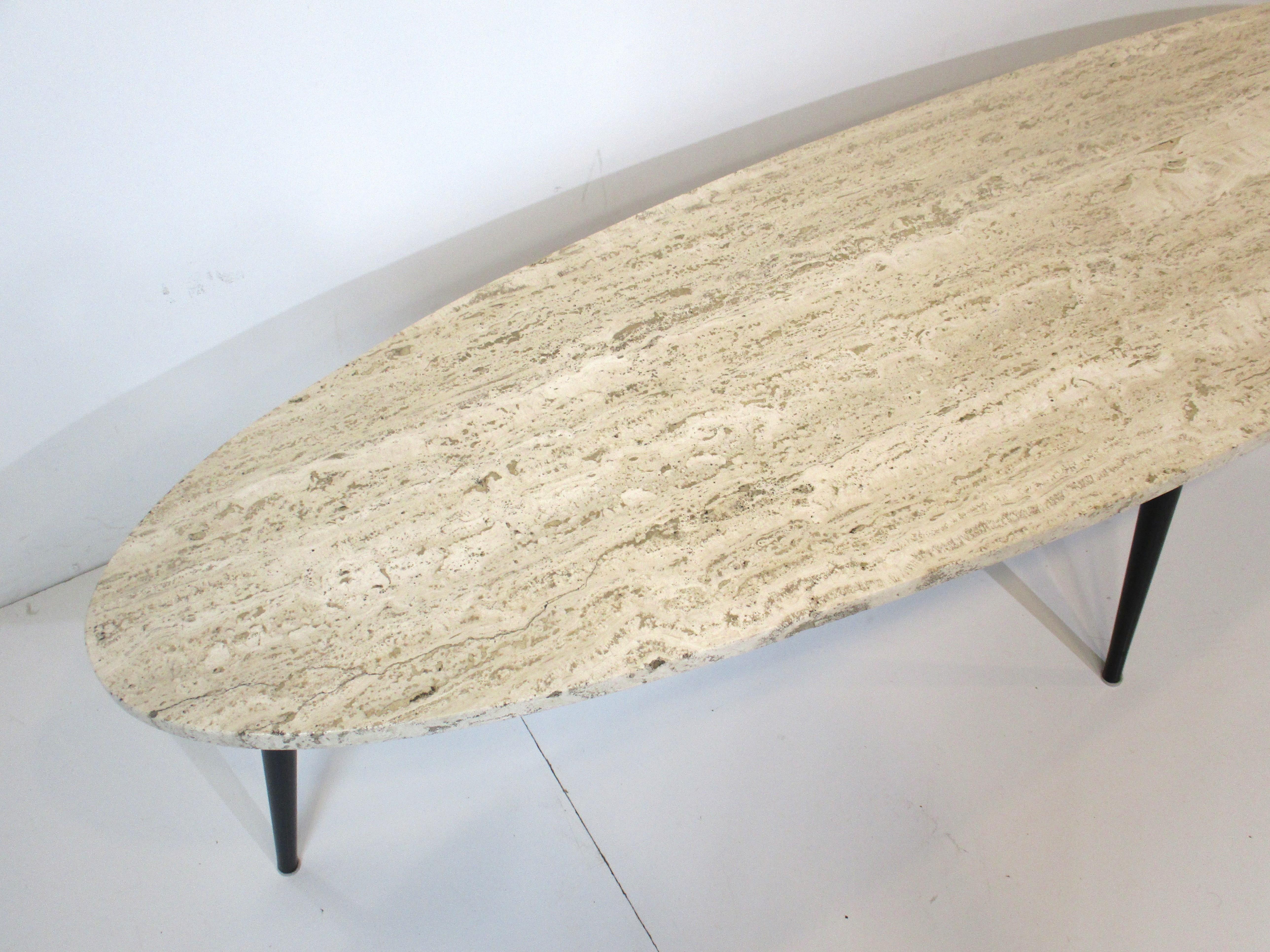 Mid-Century Italian Marble / Steel Coffee Table In Good Condition In Cincinnati, OH