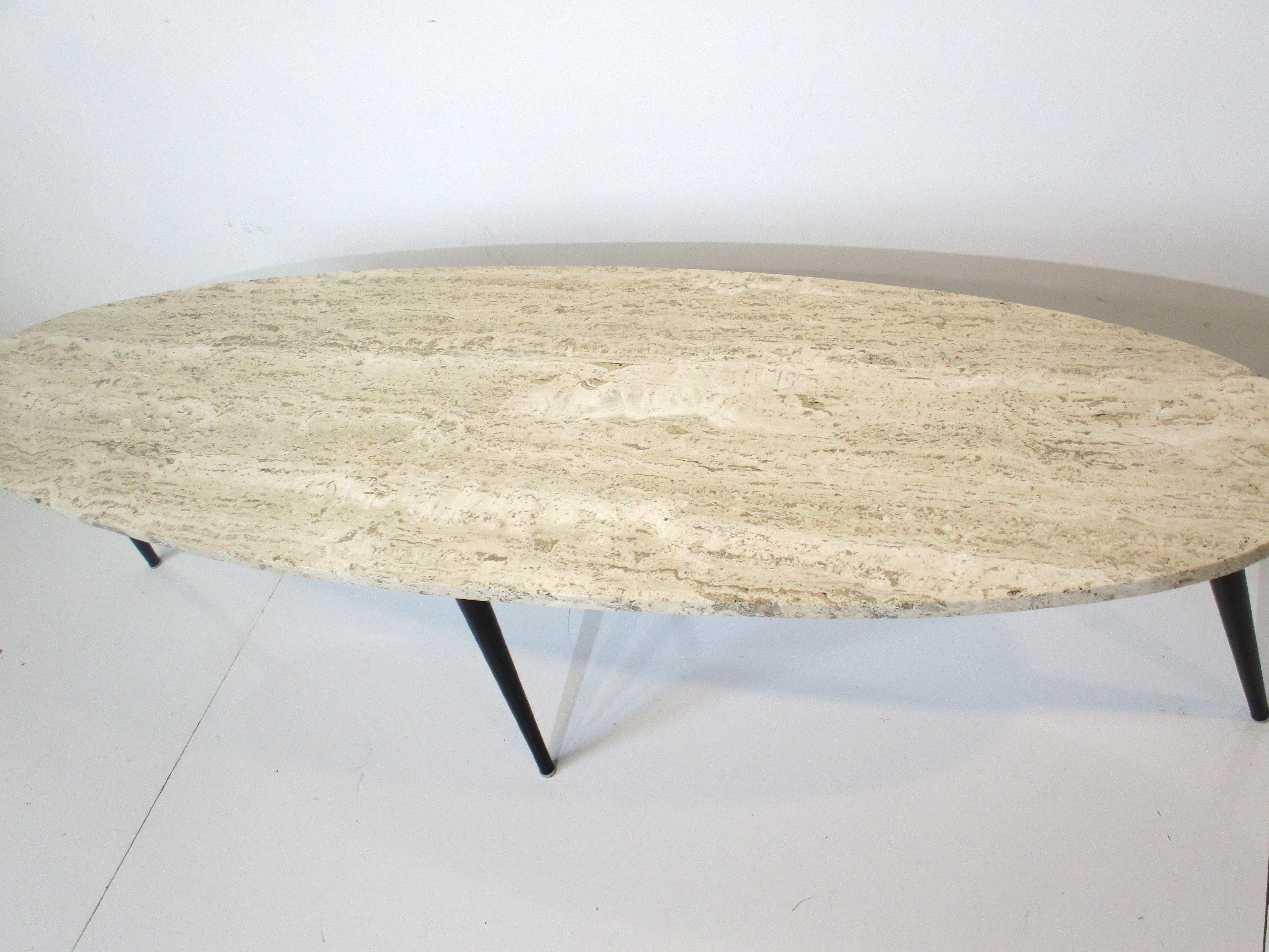 20th Century Mid-Century Italian Marble / Steel Coffee Table